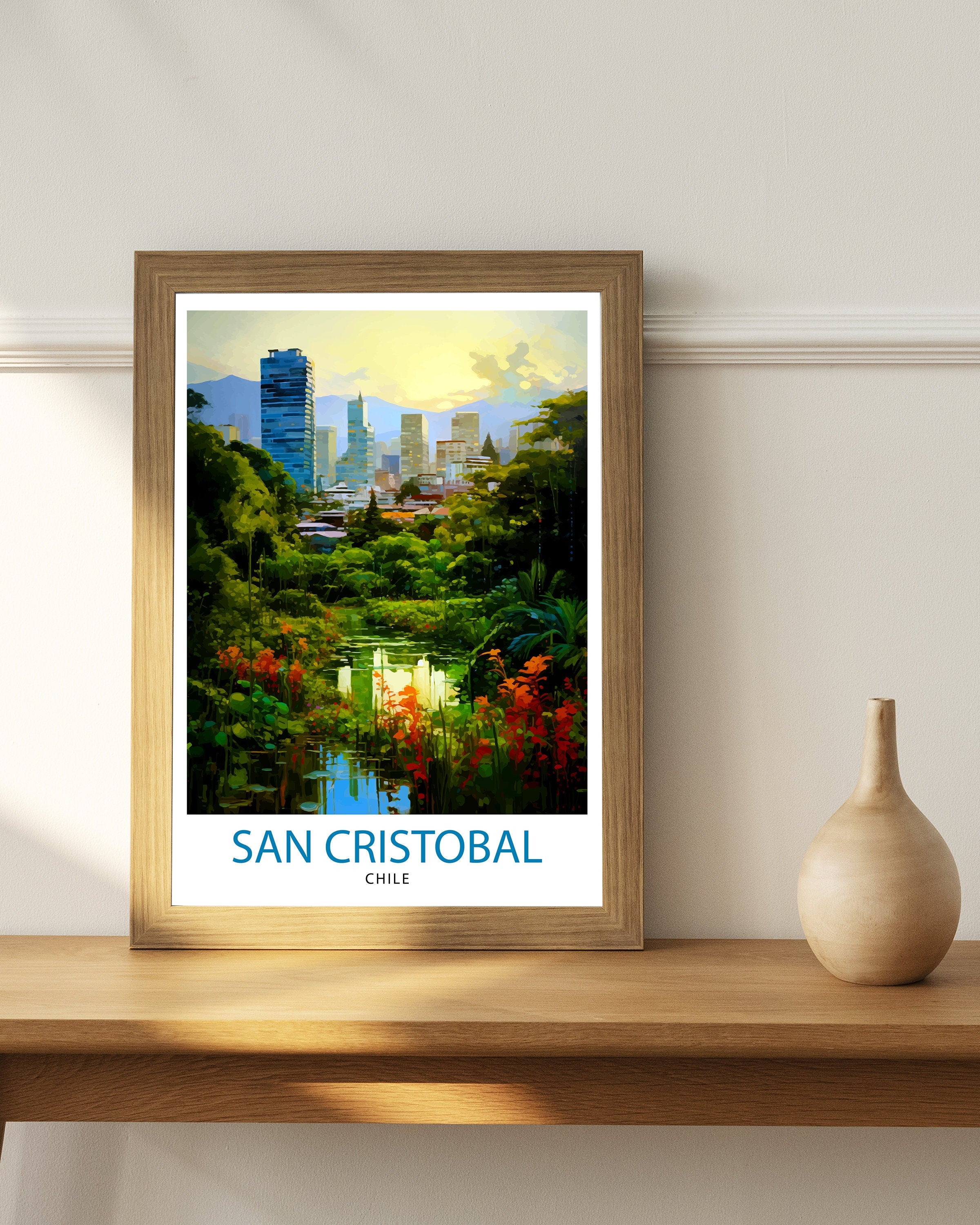 San Cristobal Chile Travel Print San Cristobal Wall Decor San Cristobal Poster Chile Travel Prints San Cristobal Art Print San Cristobal