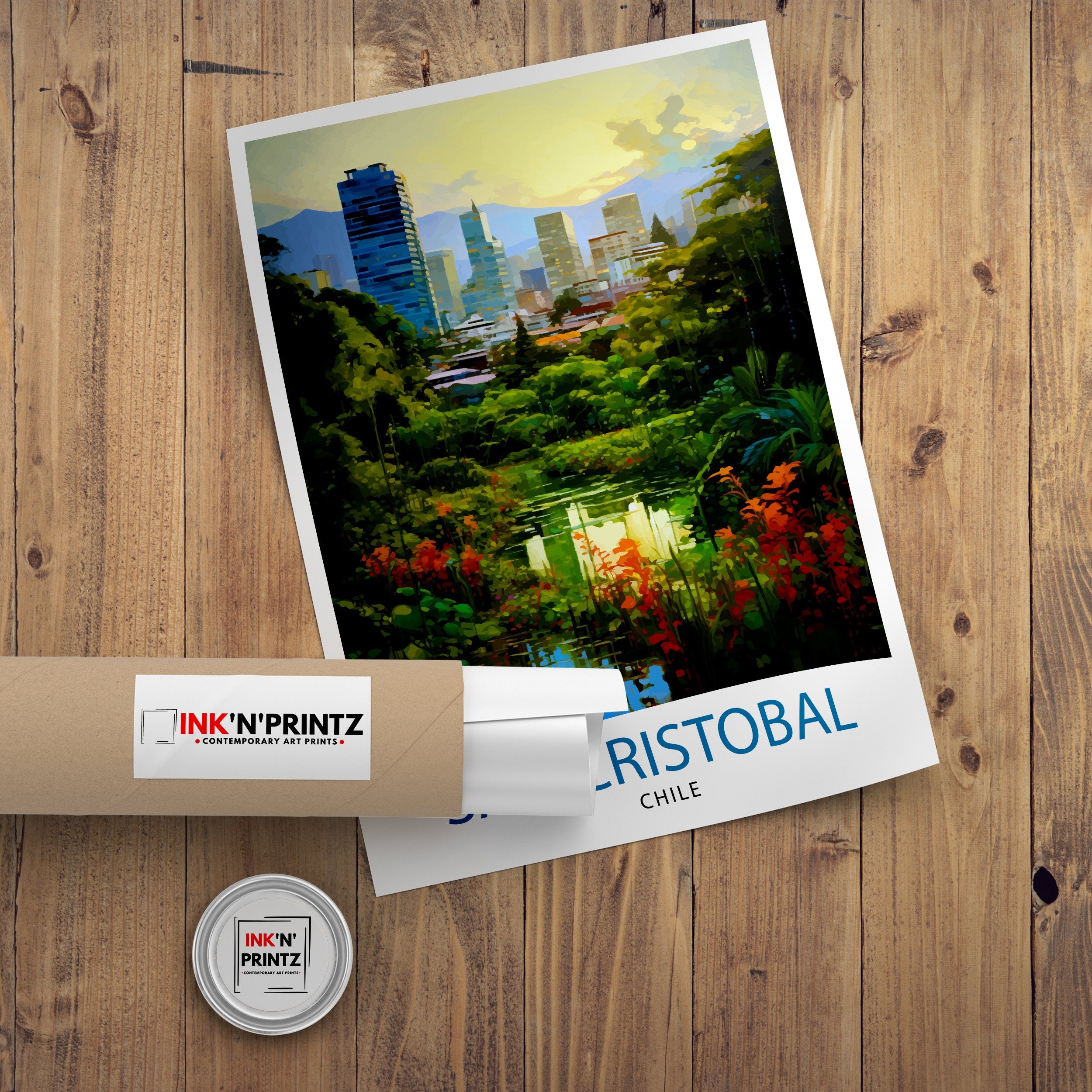 San Cristobal Chile Travel Print San Cristobal Wall Decor San Cristobal Poster Chile Travel Prints San Cristobal Art Print San Cristobal