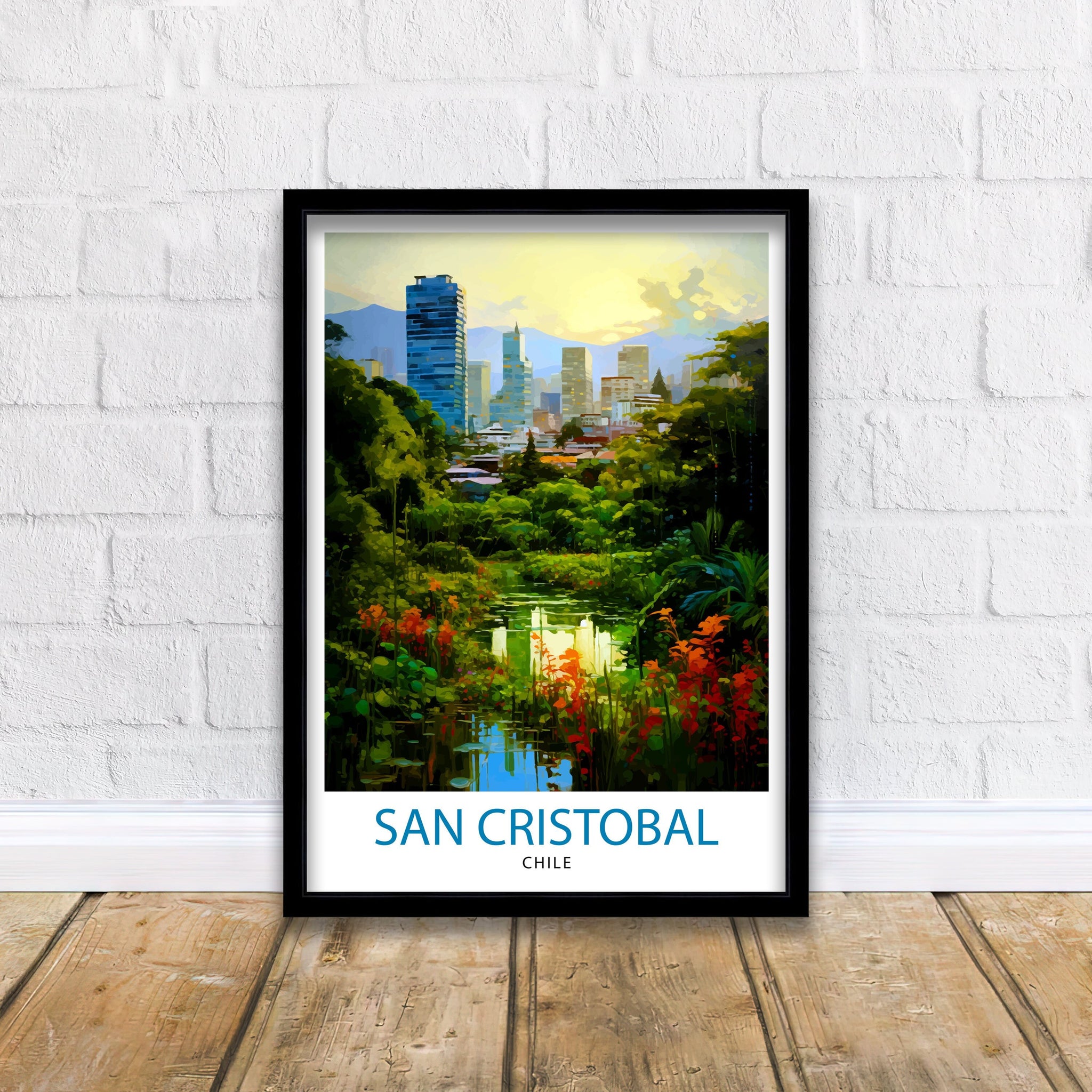 San Cristobal Chile Travel Print San Cristobal Wall Decor San Cristobal Poster Chile Travel Prints San Cristobal Art Print San Cristobal