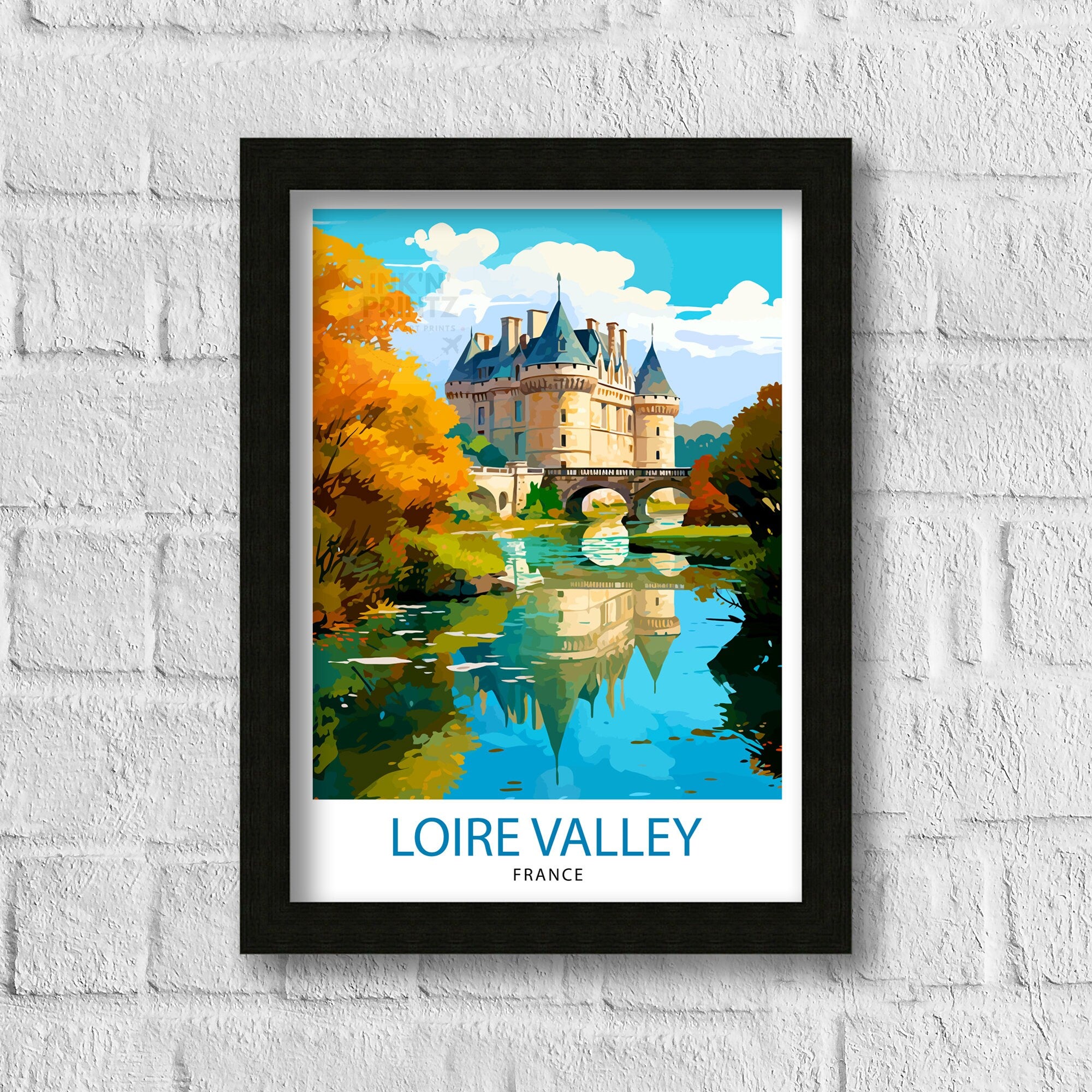 Loire Valley Travel Print Wall Decor Loire Valley Poster France Travel Prints Loire Valley Art Print Loire Valley Illustration Loire Valley