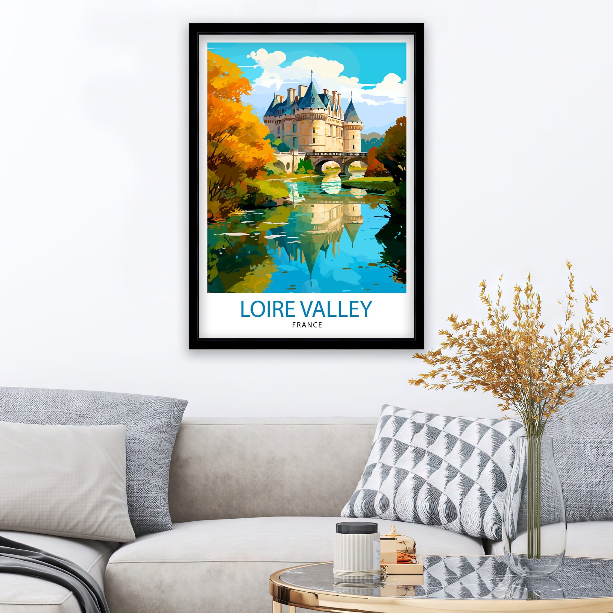Loire Valley Travel Print Wall Decor Loire Valley Poster France Travel Prints Loire Valley Art Print Loire Valley Illustration Loire Valley