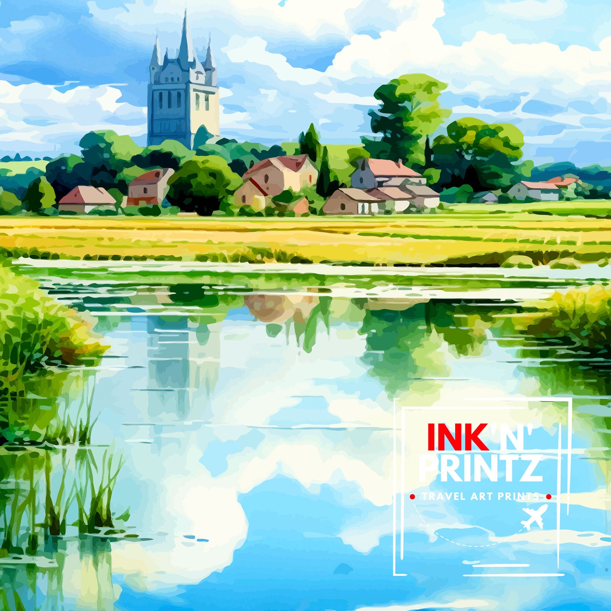 Loire Valley Travel Print Wall Decor Loire Valley Poster France Travel Prints Loire Valley Art Print Loire Valley Illustration Loire Valley