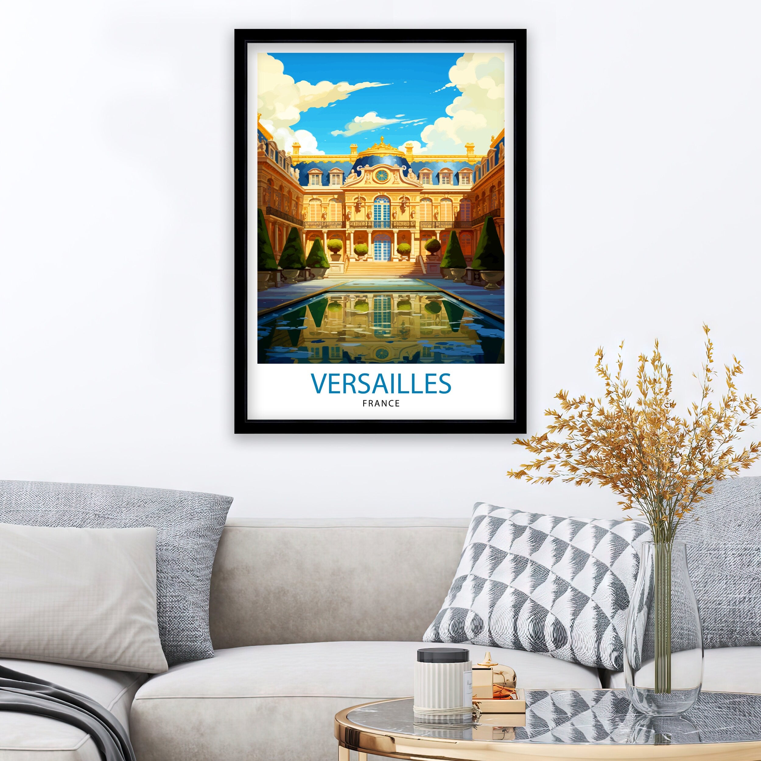 Versailles France Travel Print Versailles Wall Decor Versailles Poster France Travel Prints Versailles Art Print Versailles Illustration