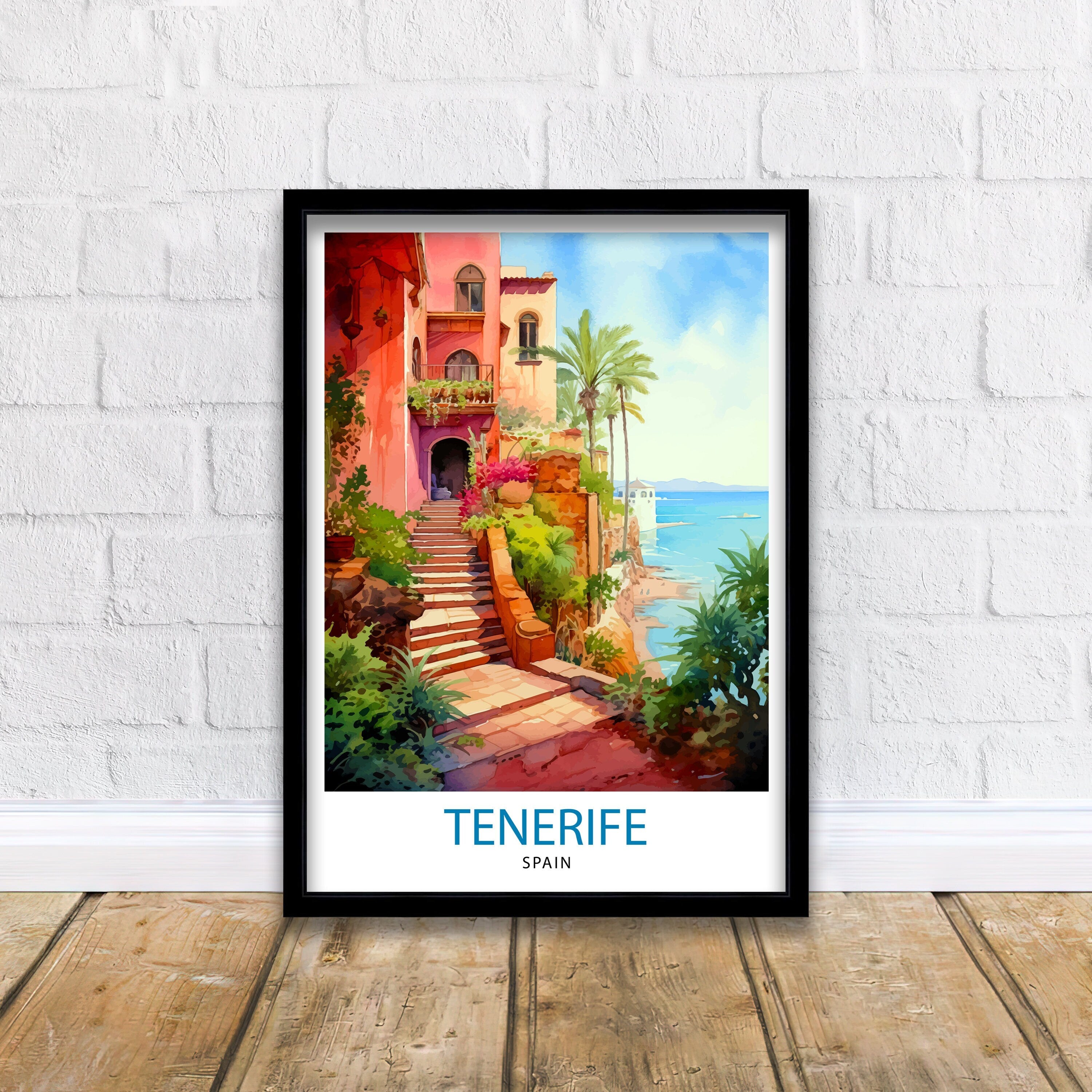 Tenerife Spain Travel Print Tenerife Wall Decor Tenerife Home Living Decor Tenerife Illustration Travel Poster Gift For Tenerife Spain Home