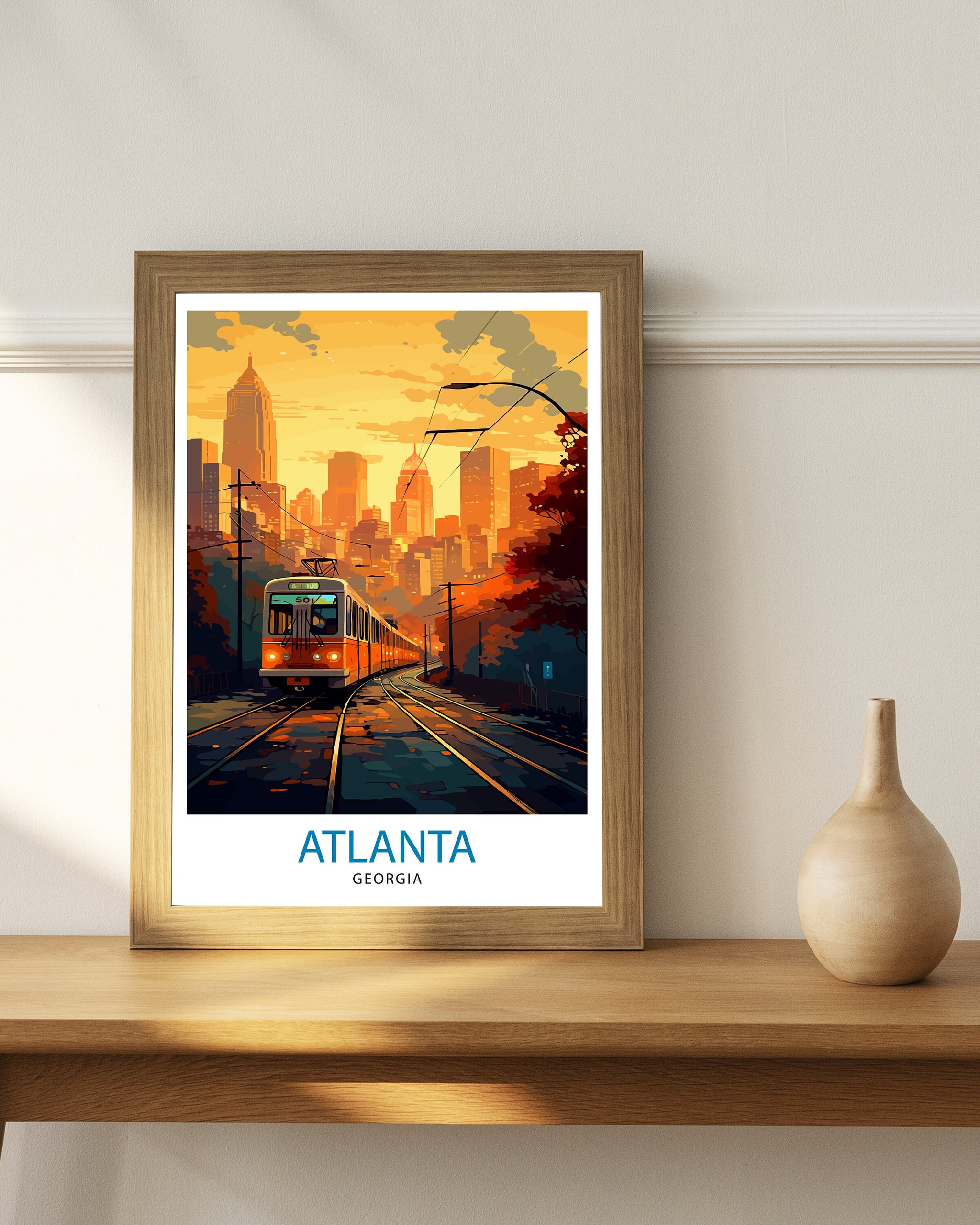 Atlanta Travel Print| Atlanta Wall Art Atlanta Home Atlanta Illustration Travel Poster Georgia Gift Atlanta Skyline Atlanta Georgia