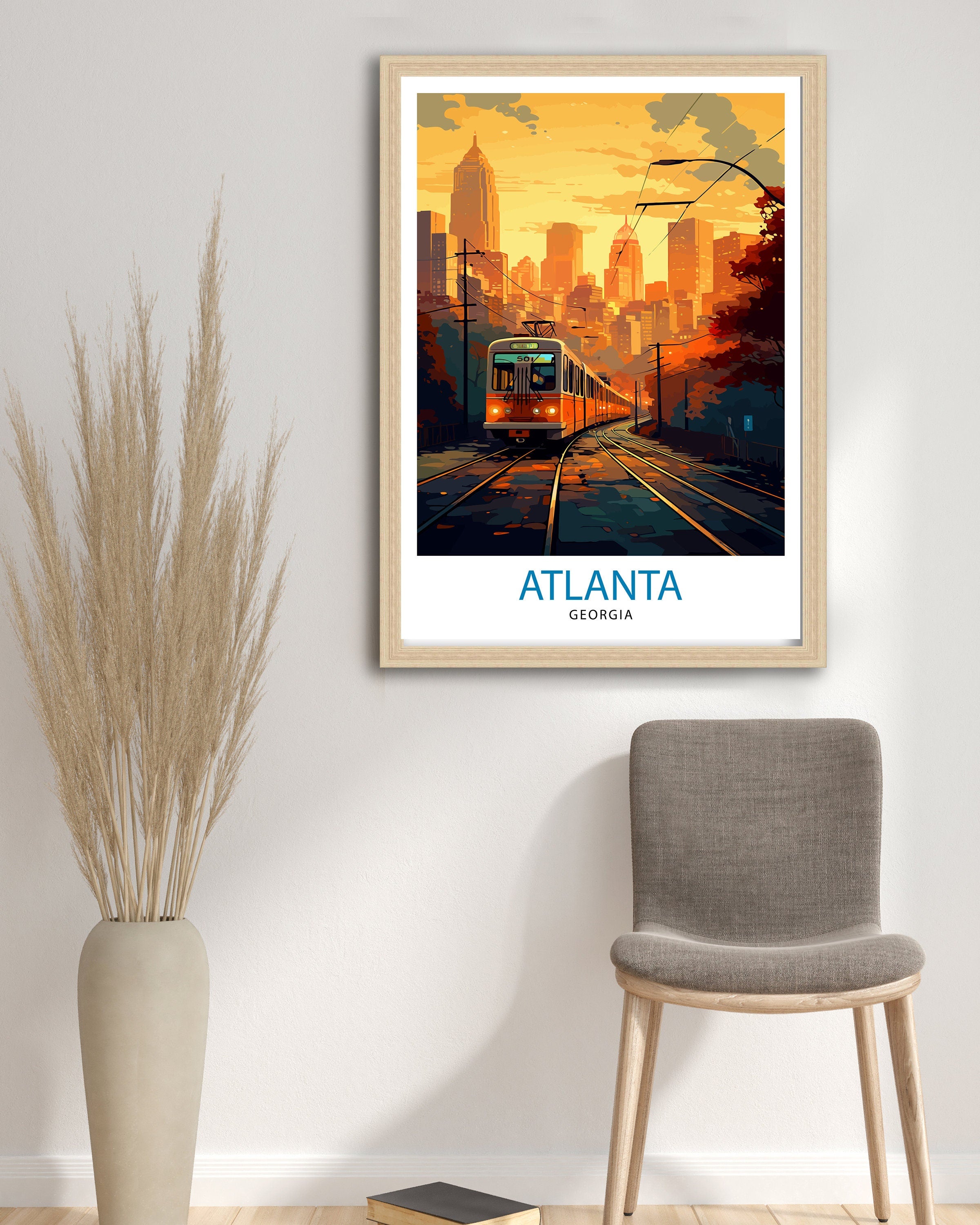 Atlanta Travel Print| Atlanta Wall Art Atlanta Home Atlanta Illustration Travel Poster Georgia Gift Atlanta Skyline Atlanta Georgia