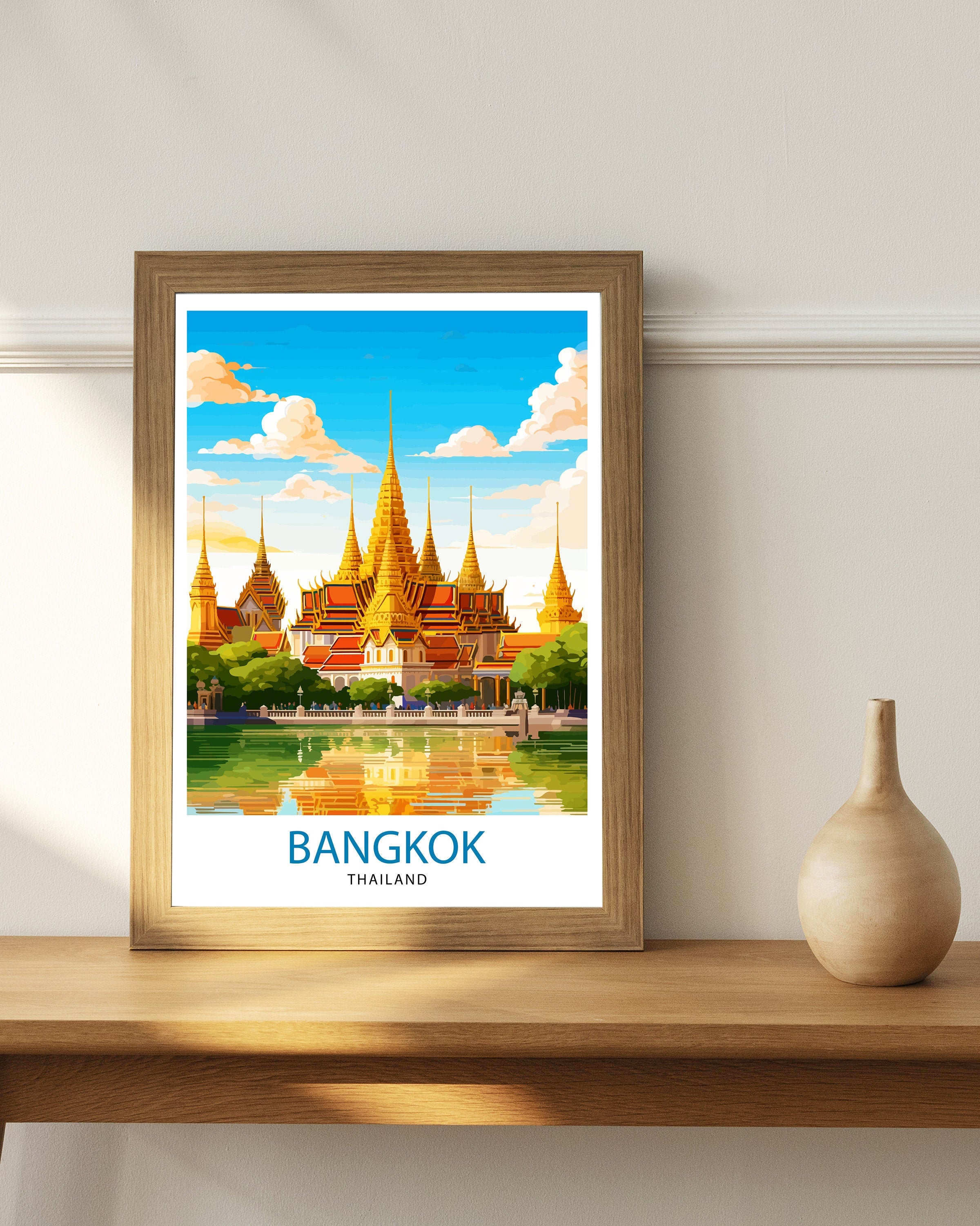 Bangkok Thailand Travel Print Bangkok Wall Decor Bangkok Home Living Decor Bangkok Illustration Travel Poster Gift for Bangkok Thailand