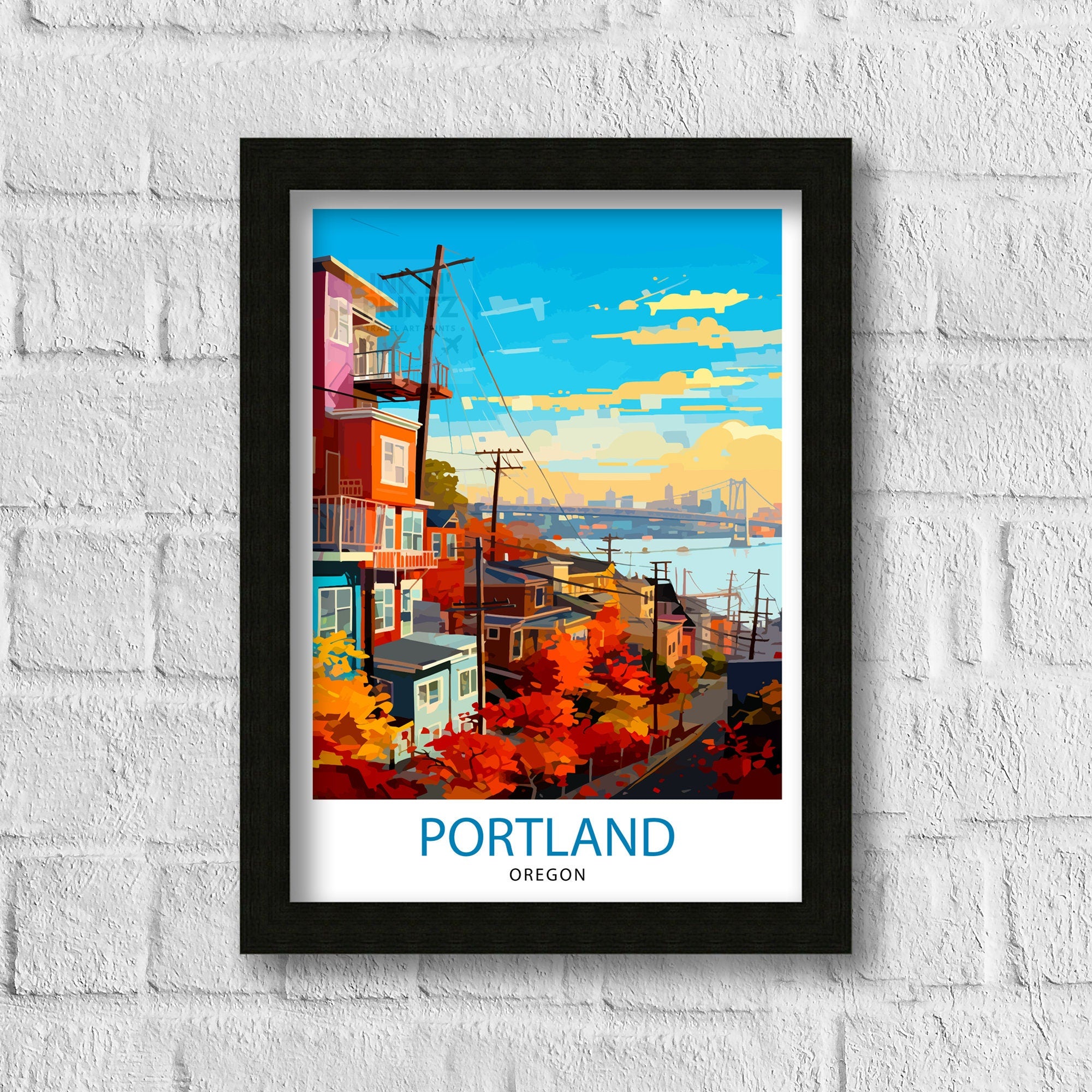 Portland Oregon Travel Print| Portland Wall Decor Portland Home Living Decor Portland Oregon Illustration Travel Poster Gift for Portland
