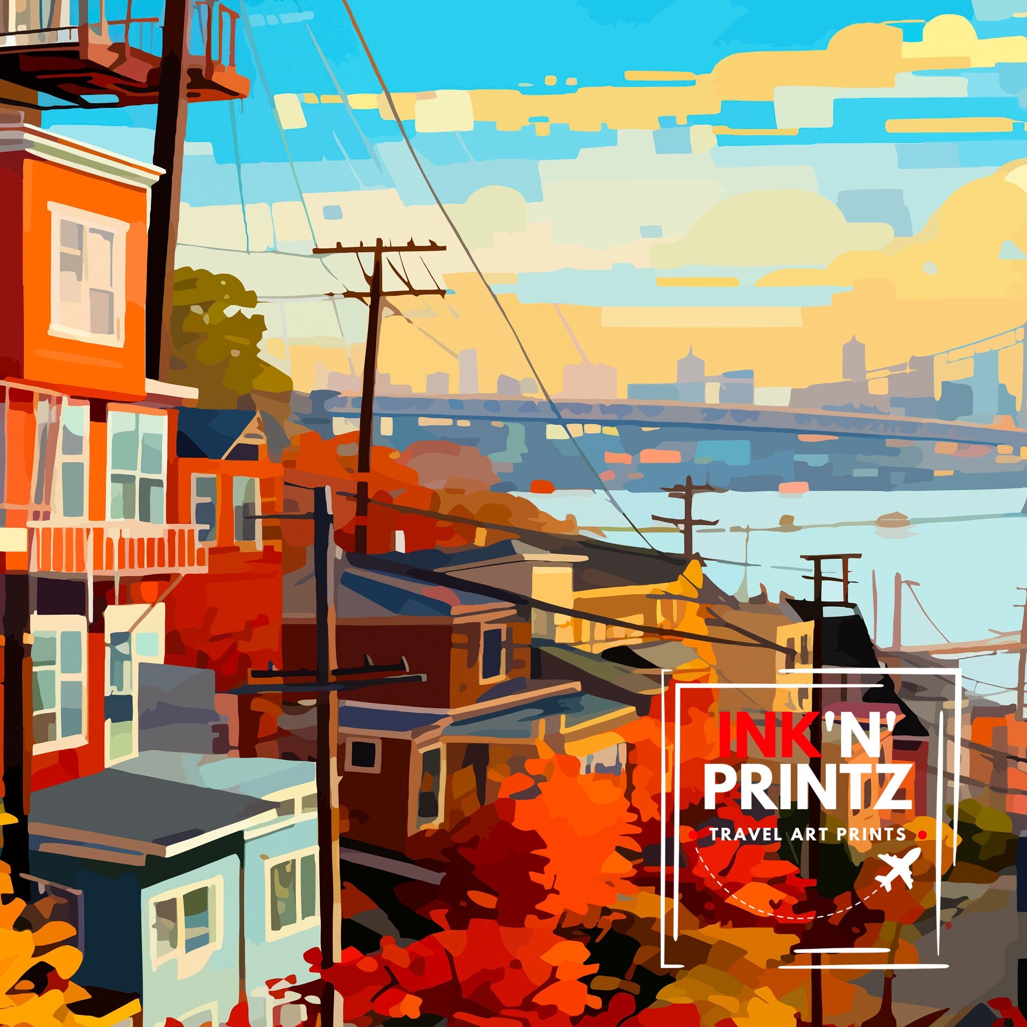 Portland Oregon Travel Print| Portland Wall Decor Portland Home Living Decor Portland Oregon Illustration Travel Poster Gift for Portland