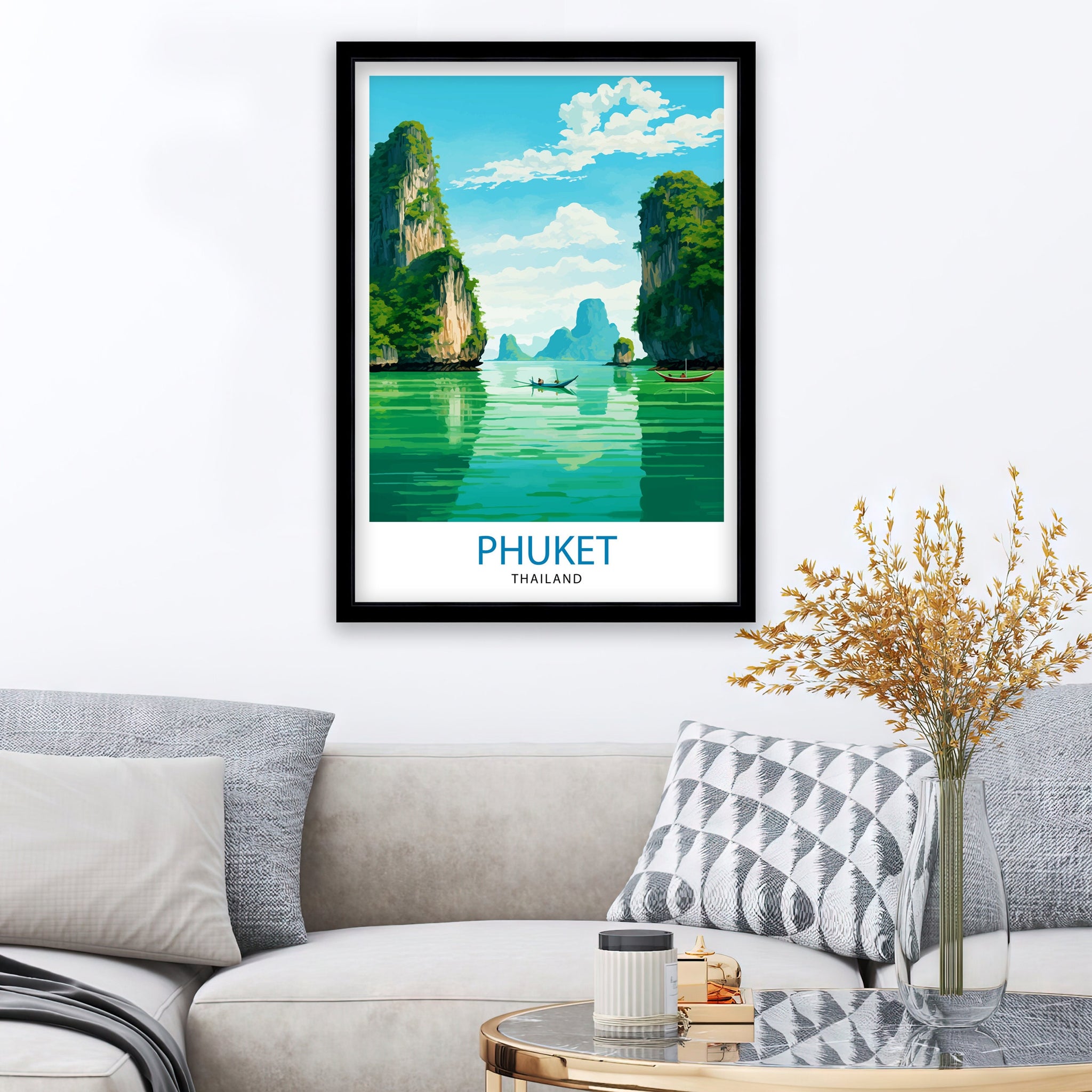Phuket Thailand Travel Print Tropical Paradise Wall Decor Phuket Island Poster Thailand Travel Prints Beach Art Print Phuket Illustration