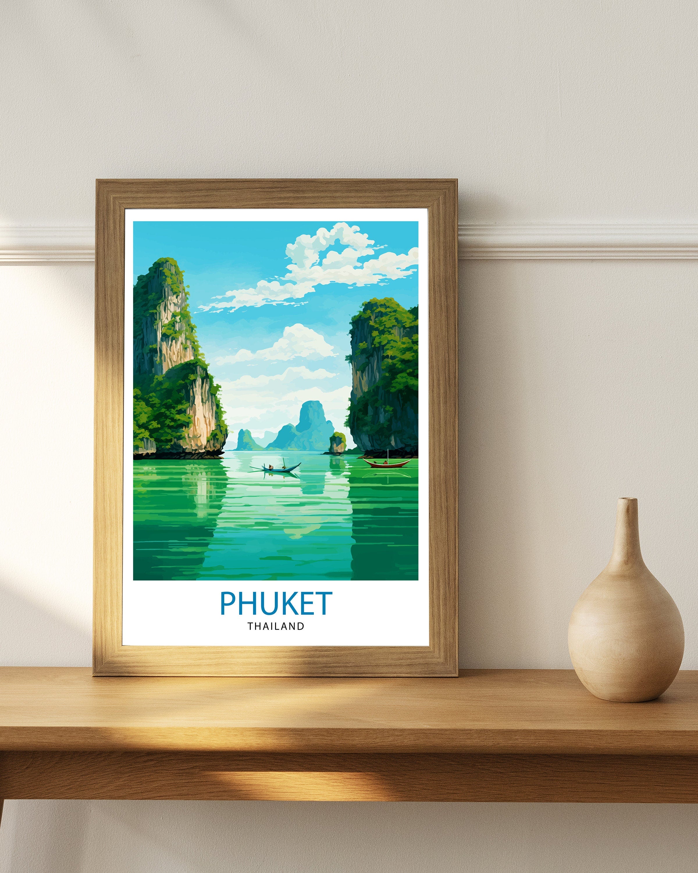 Phuket Thailand Travel Print Tropical Paradise Wall Decor Phuket Island Poster Thailand Travel Prints Beach Art Print Phuket Illustration