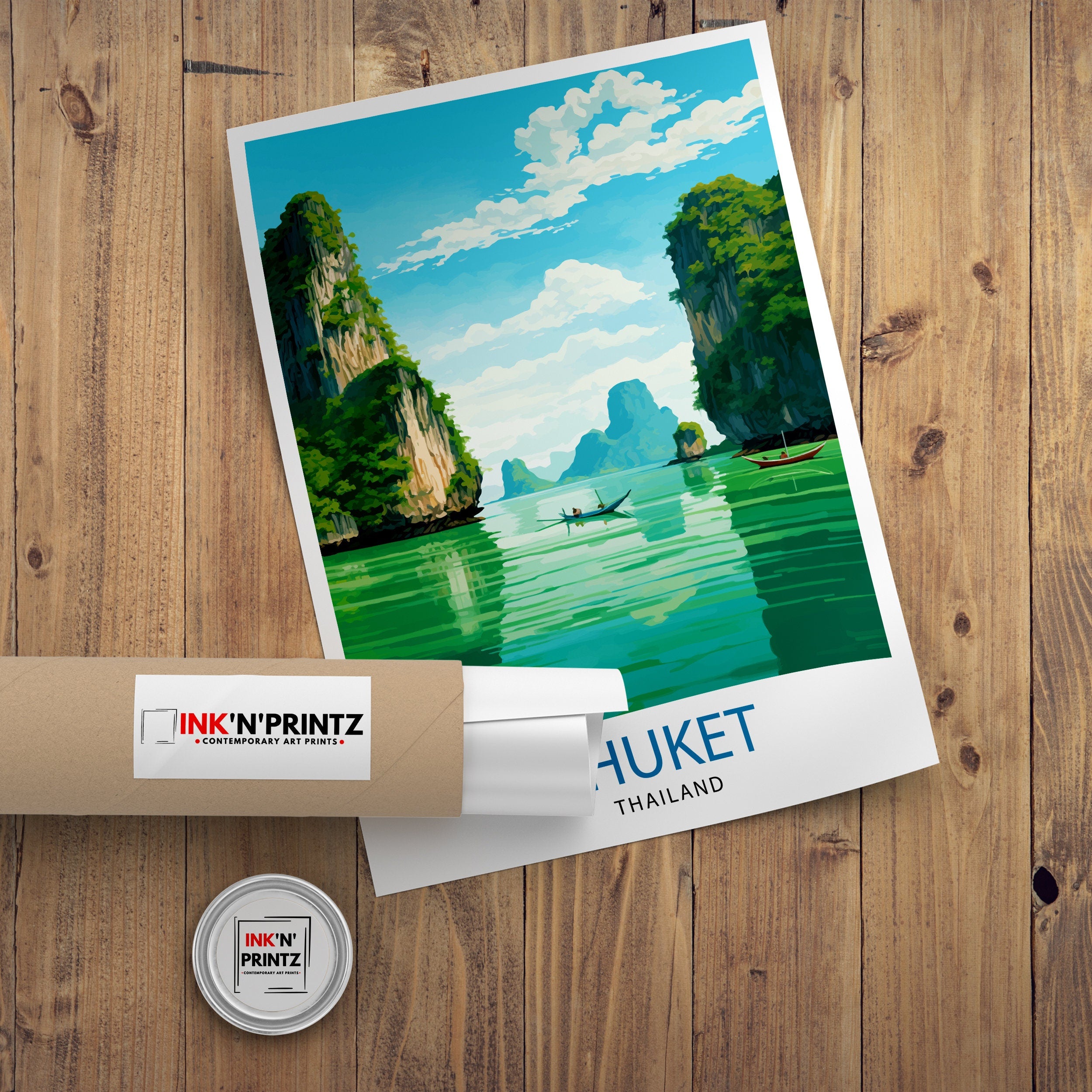 Phuket Thailand Travel Print Tropical Paradise Wall Decor Phuket Island Poster Thailand Travel Prints Beach Art Print Phuket Illustration