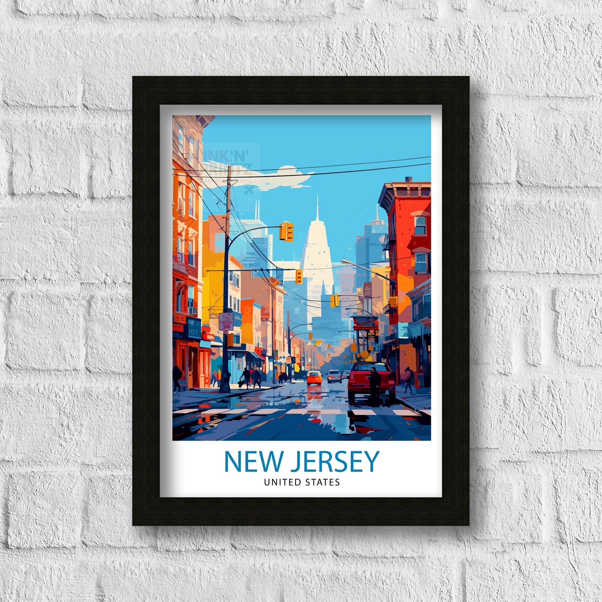 New Jersey US Travel Print| New Jersey Wall Decor New Jersey Poster US Travel Prints New Jersey Art Print New Jersey Illustration New Jersey
