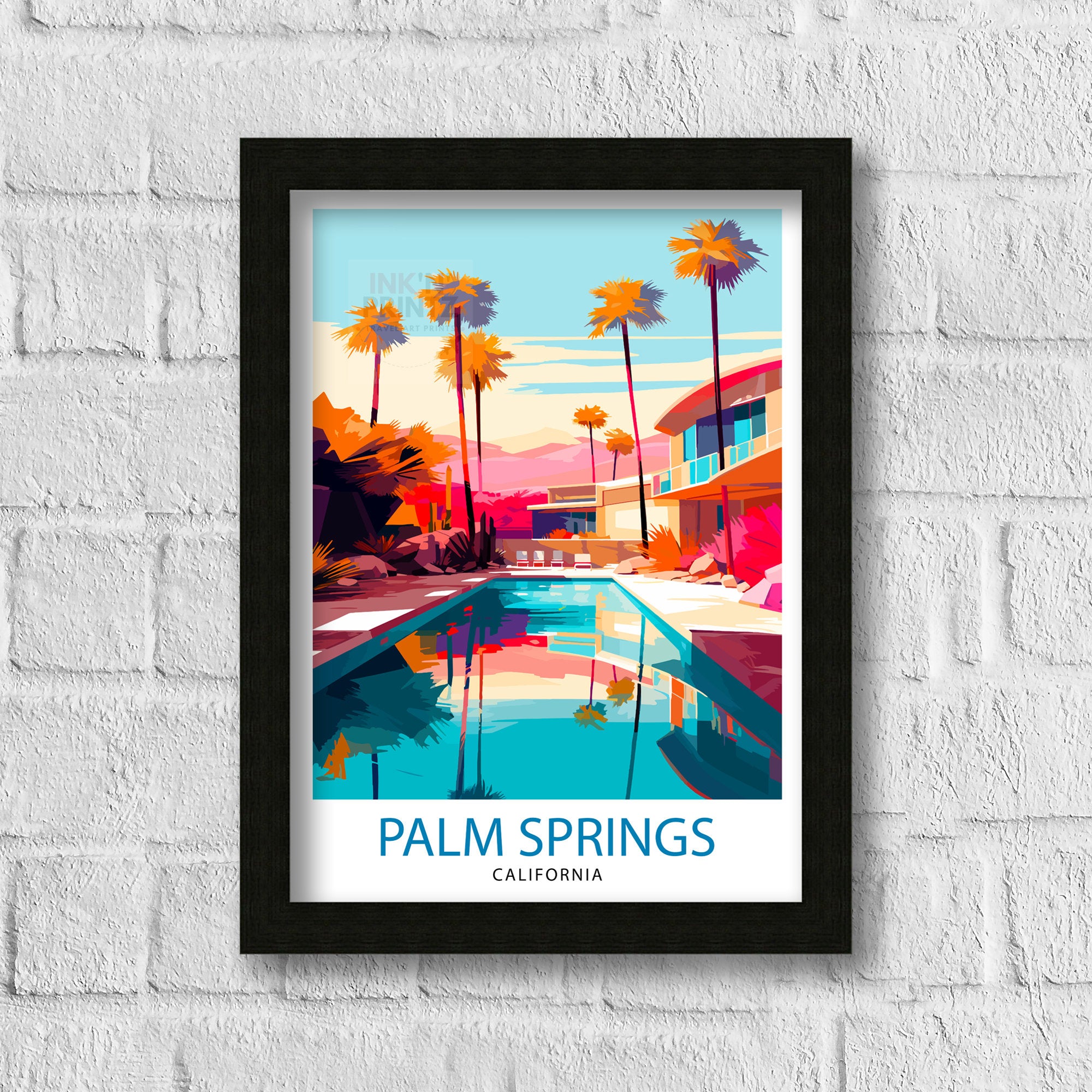 Palm Springs California Travel Print| Palm Springs Wall Art Palm Springs Home Decor Palm Springs Travel Poster Palm Springs Art Print