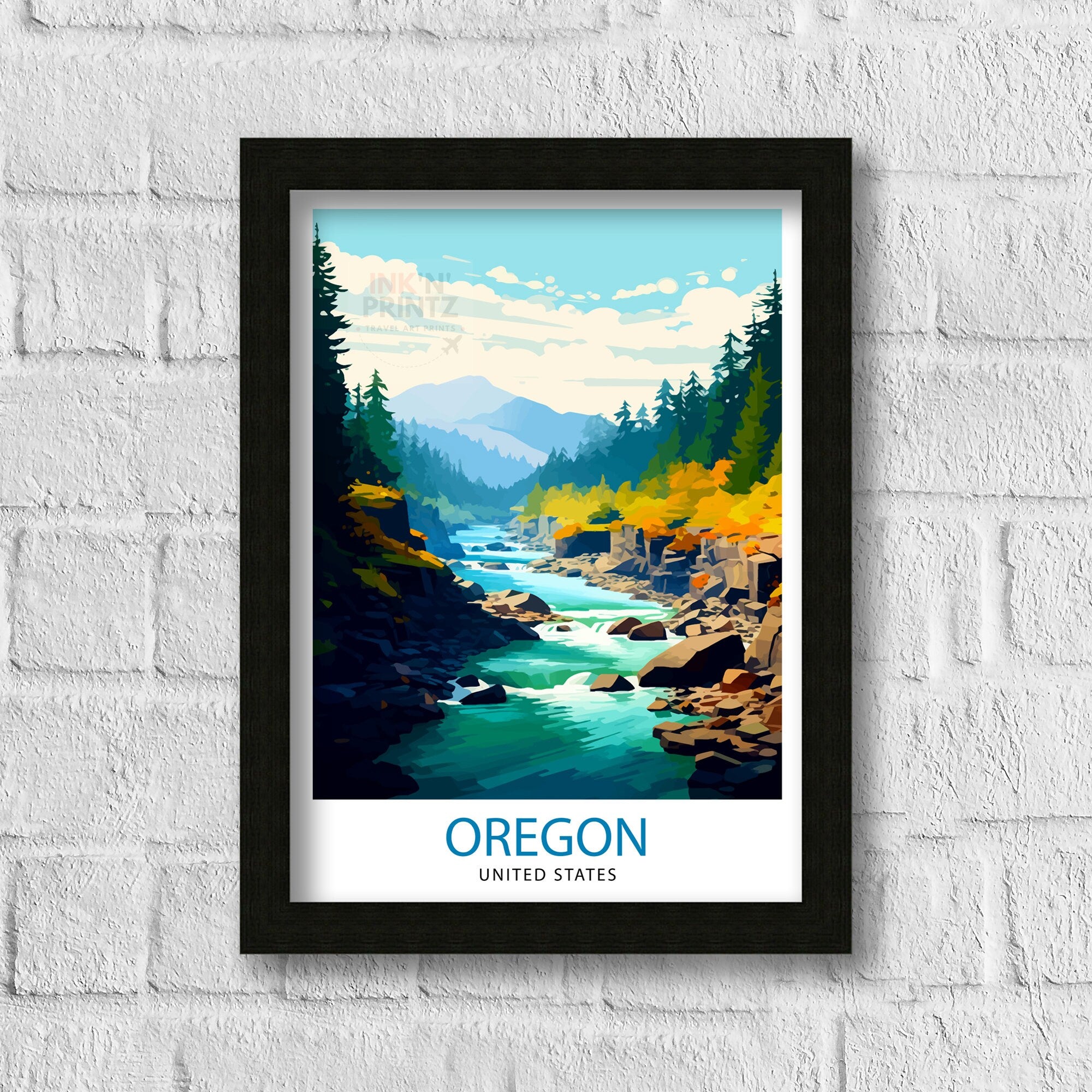 Oregon US Travel Print| Oregon Wall Decor Oregon Poster US Travel Prints Oregon Art Print Oregon Illustration Oregon Wall Art