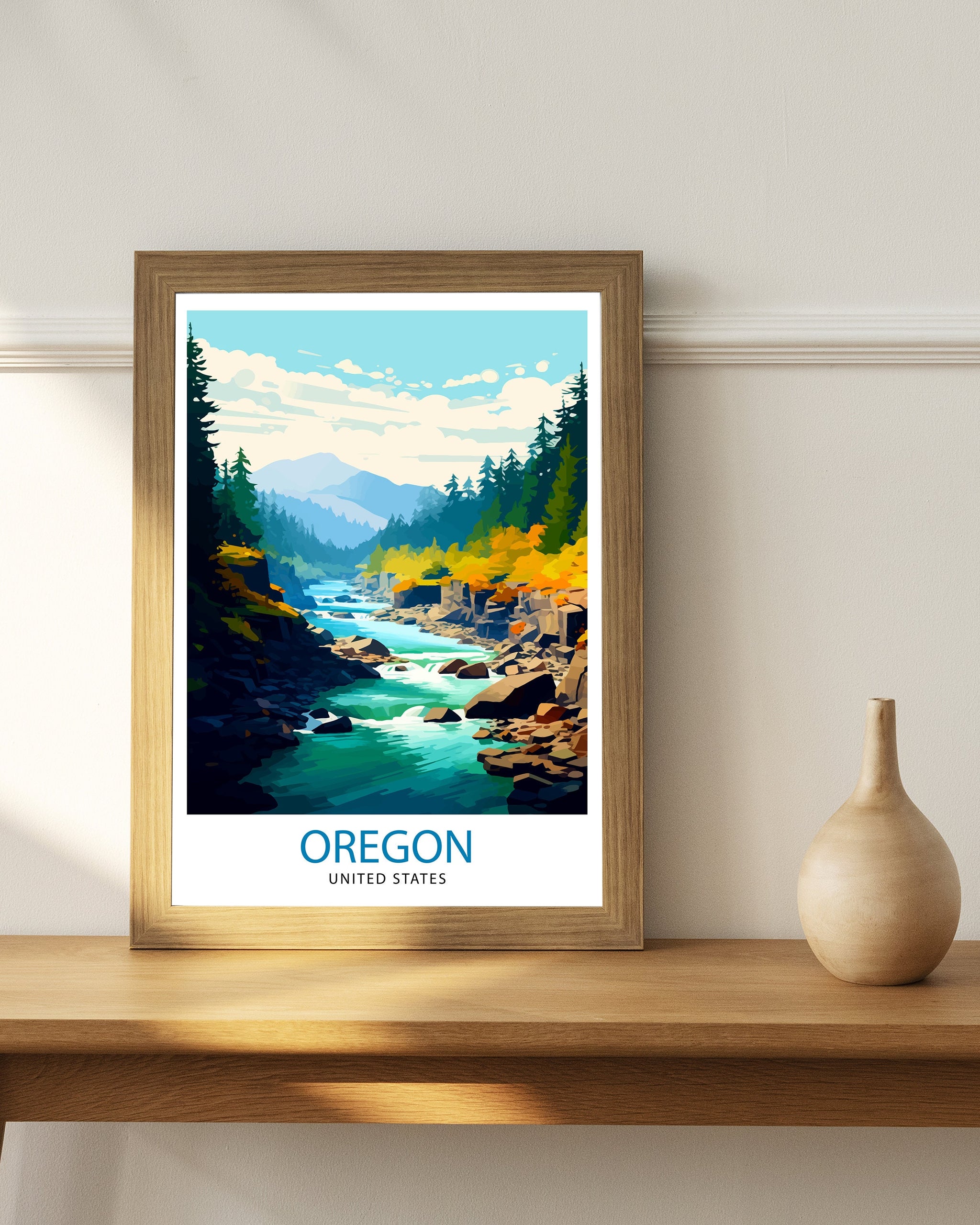 Oregon US Travel Print| Oregon Wall Decor Oregon Poster US Travel Prints Oregon Art Print Oregon Illustration Oregon Wall Art