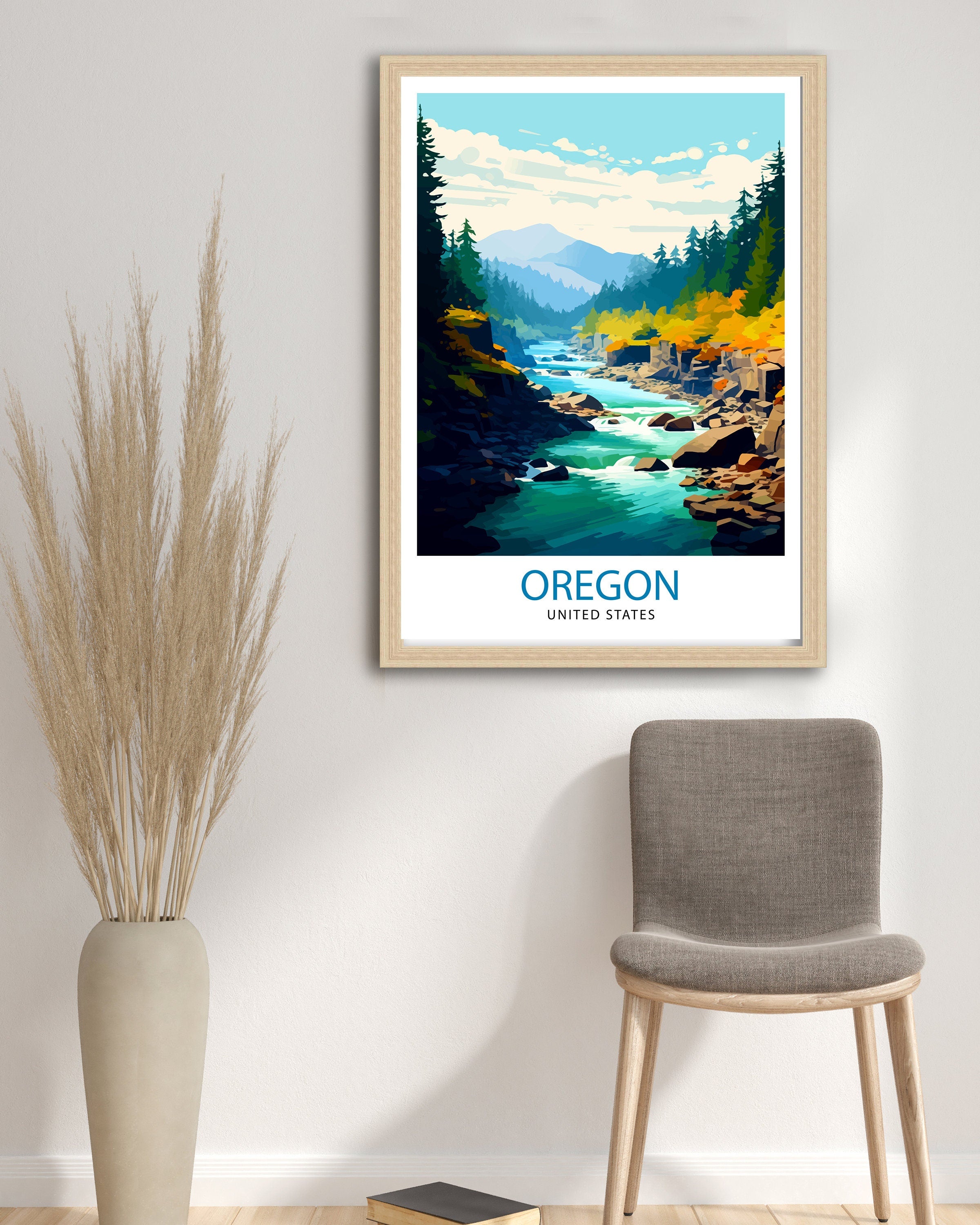 Oregon US Travel Print| Oregon Wall Decor Oregon Poster US Travel Prints Oregon Art Print Oregon Illustration Oregon Wall Art