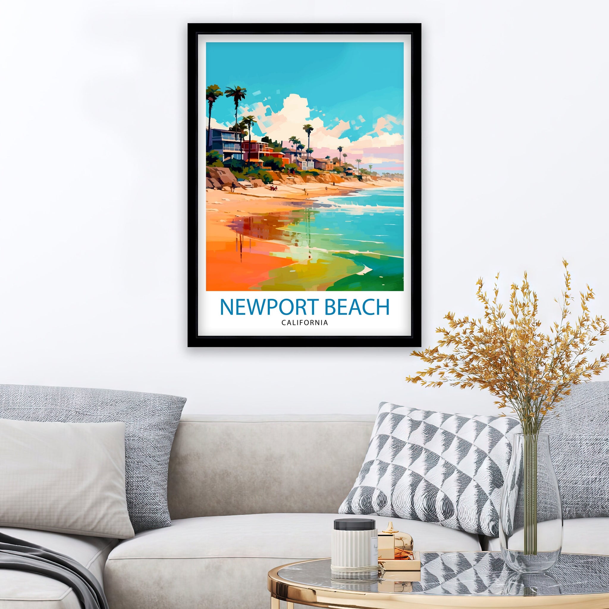 Newport Beach California Travel Print Newport Beach Wall Decor Newport Beach Home Living Decor Newport Beach California Illustration travel