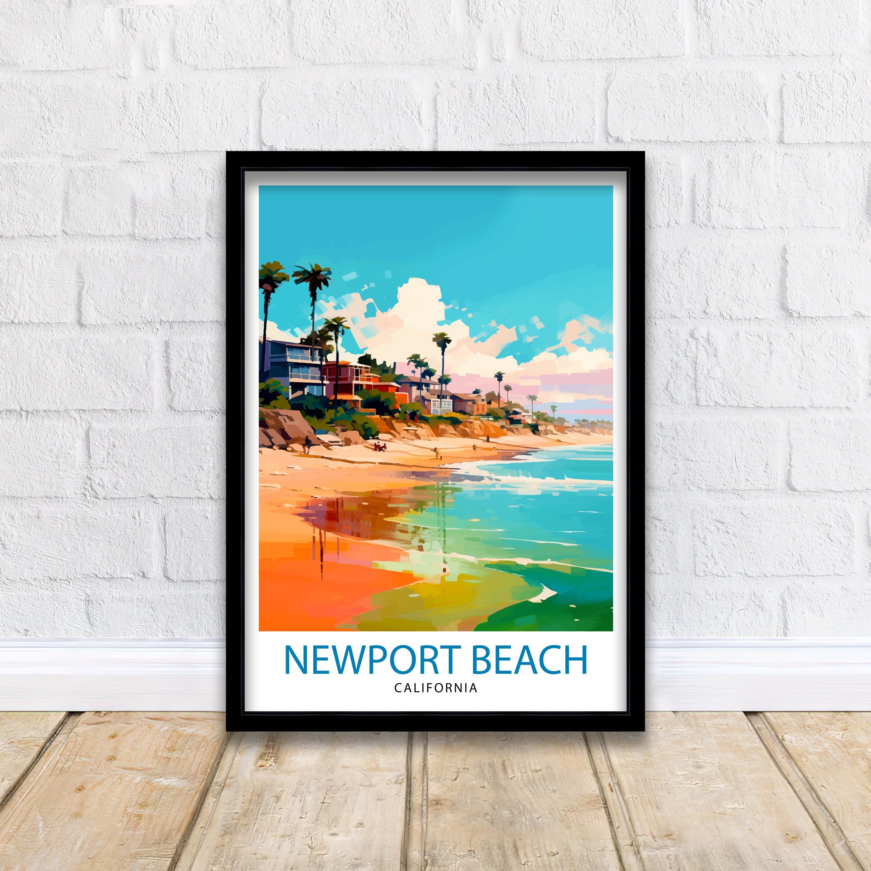 Newport Beach California Travel Print Newport Beach Wall Decor Newport Beach Home Living Decor Newport Beach California Illustration travel