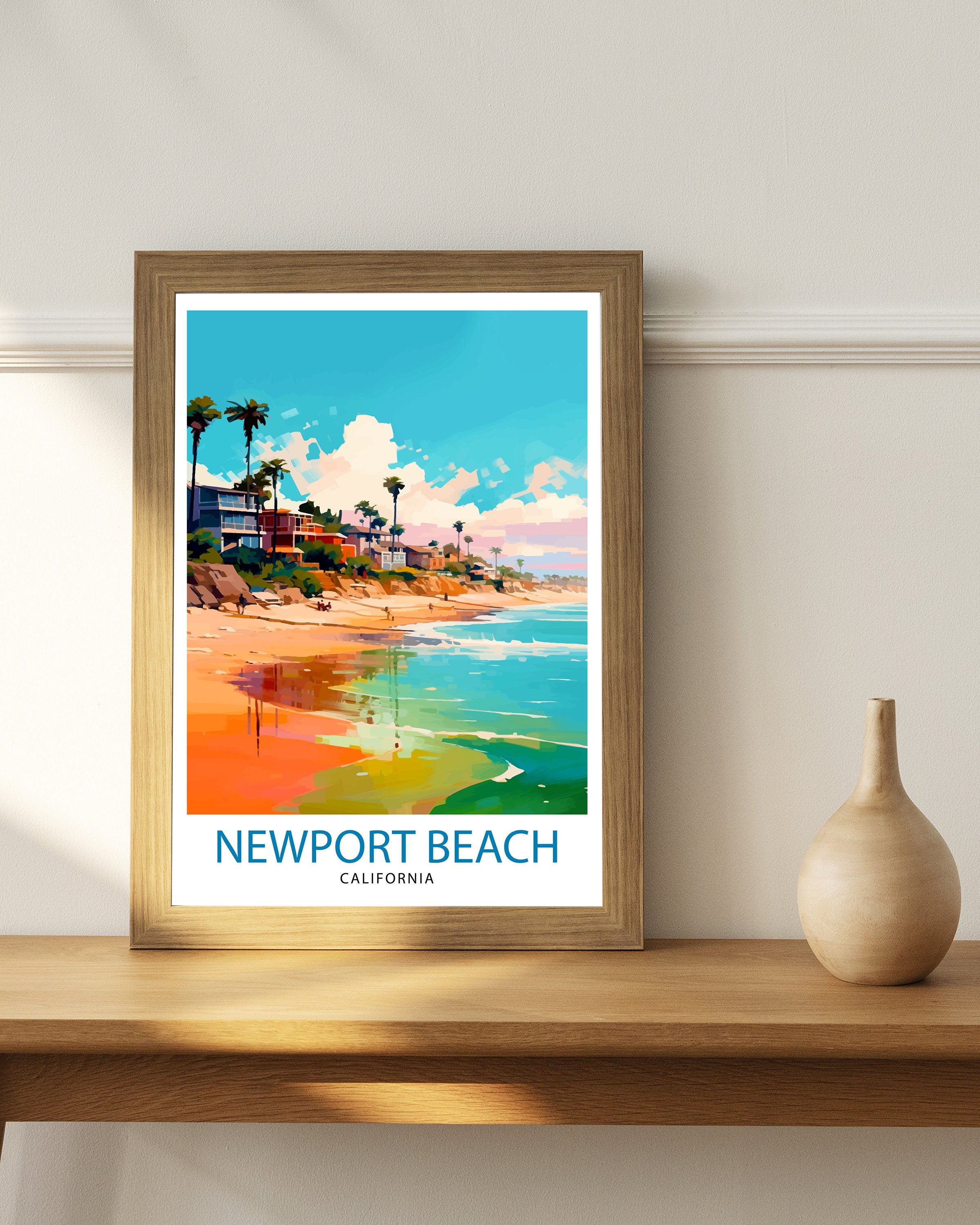 Newport Beach California Travel Print Newport Beach Wall Decor Newport Beach Home Living Decor Newport Beach California Illustration travel