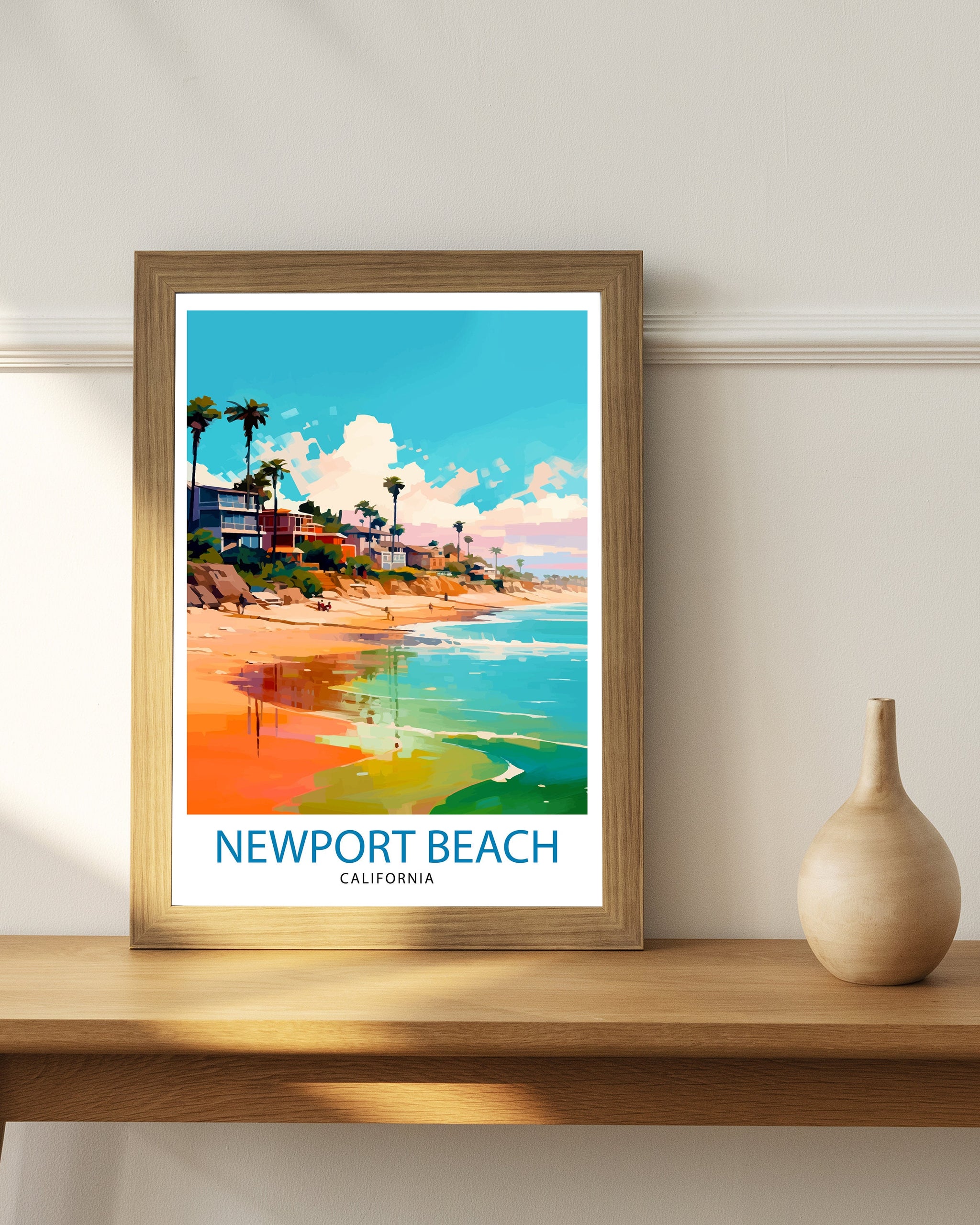 Newport Beach California Travel Print Newport Beach Wall Decor Newport Beach Home Living Decor Newport Beach California Illustration travel