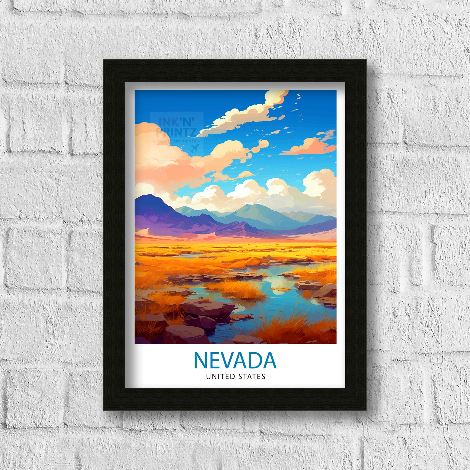 Nevada US Travel Print Nevada Wall Decor Nevada Poster US Travel Prints Nevada Art Print Nevada Illustration Nevada Wall Art