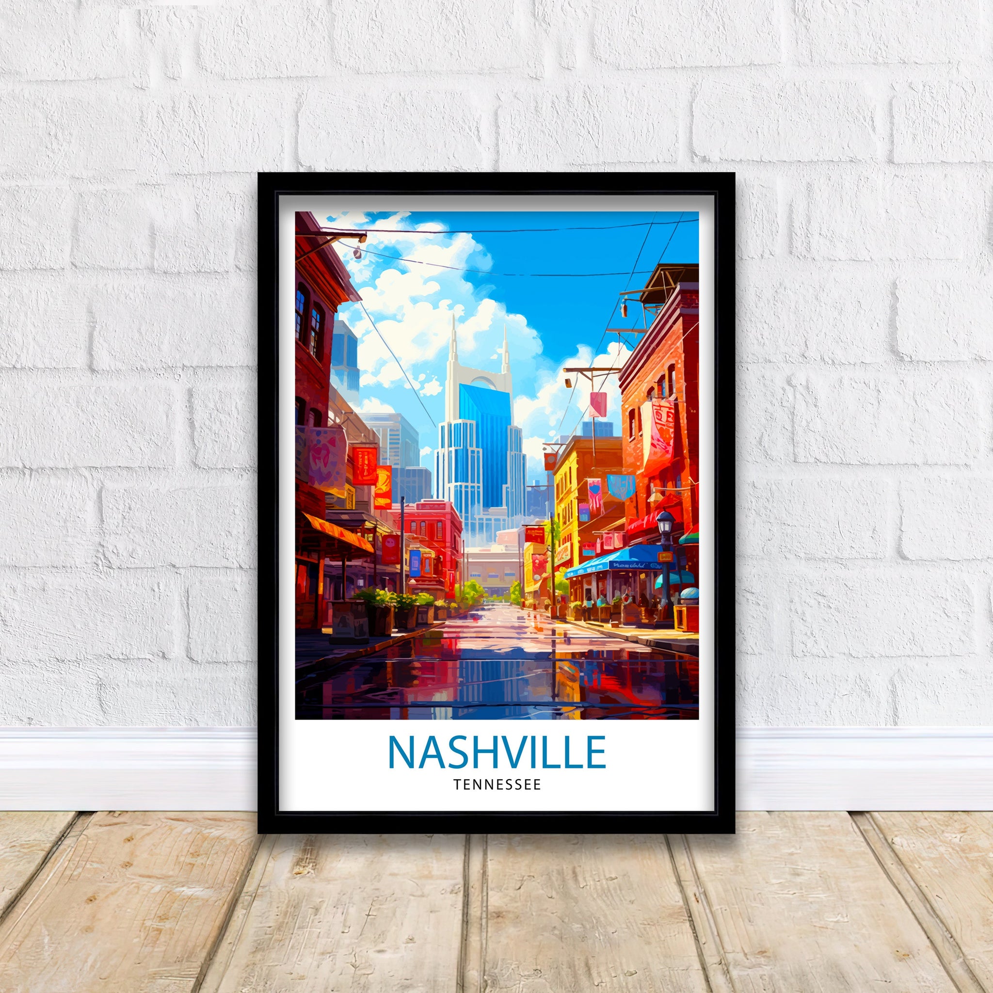 Nashville Travel Print| Nashville Wall Art Nashville Poster Music City Decor Tennessee Print Nashville Illustration Travel Poster Nashville