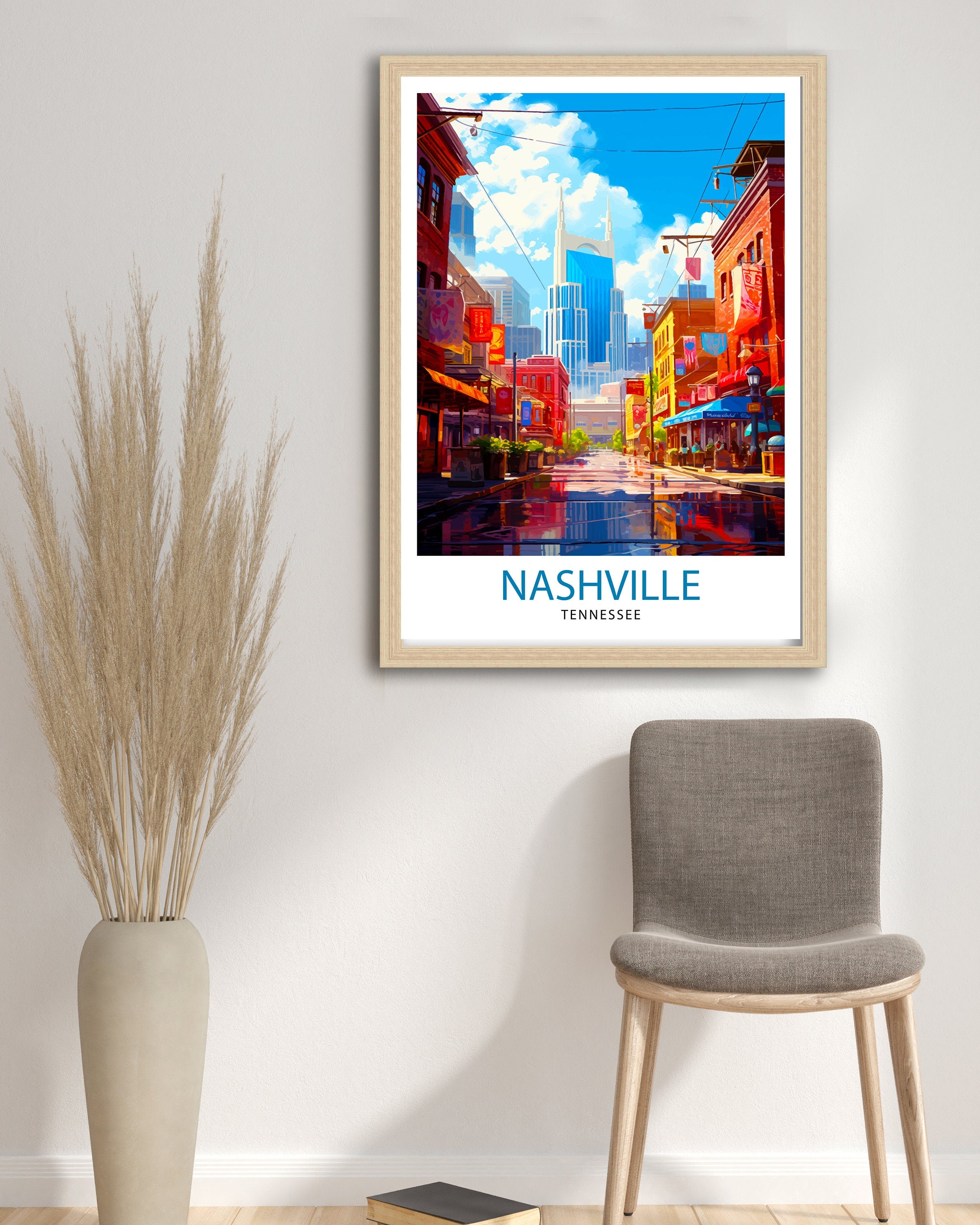 Nashville Travel Print| Nashville Wall Art Nashville Poster Music City Decor Tennessee Print Nashville Illustration Travel Poster Nashville