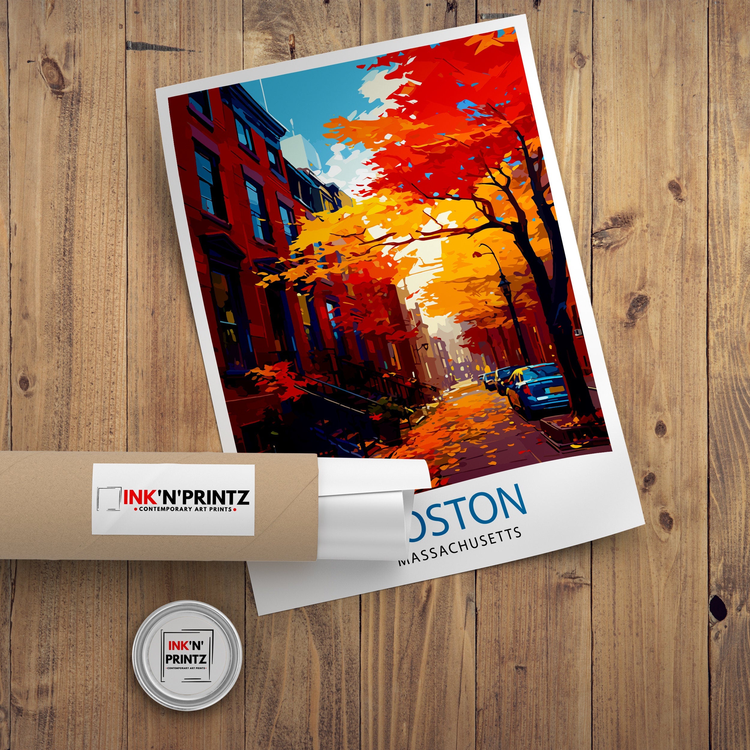Boston Travel Print| Boston Wall Art Boston Cityscape Boston Massachusetts Illustration Travel Poster Gift For Boston USA Home Decor