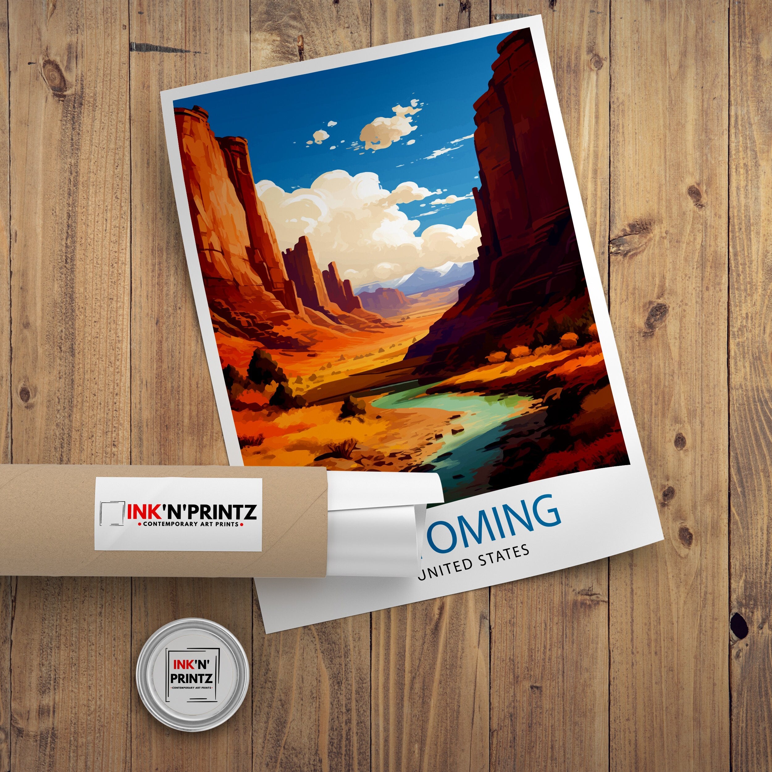 Wyoming USA Travel Poster Wyoming