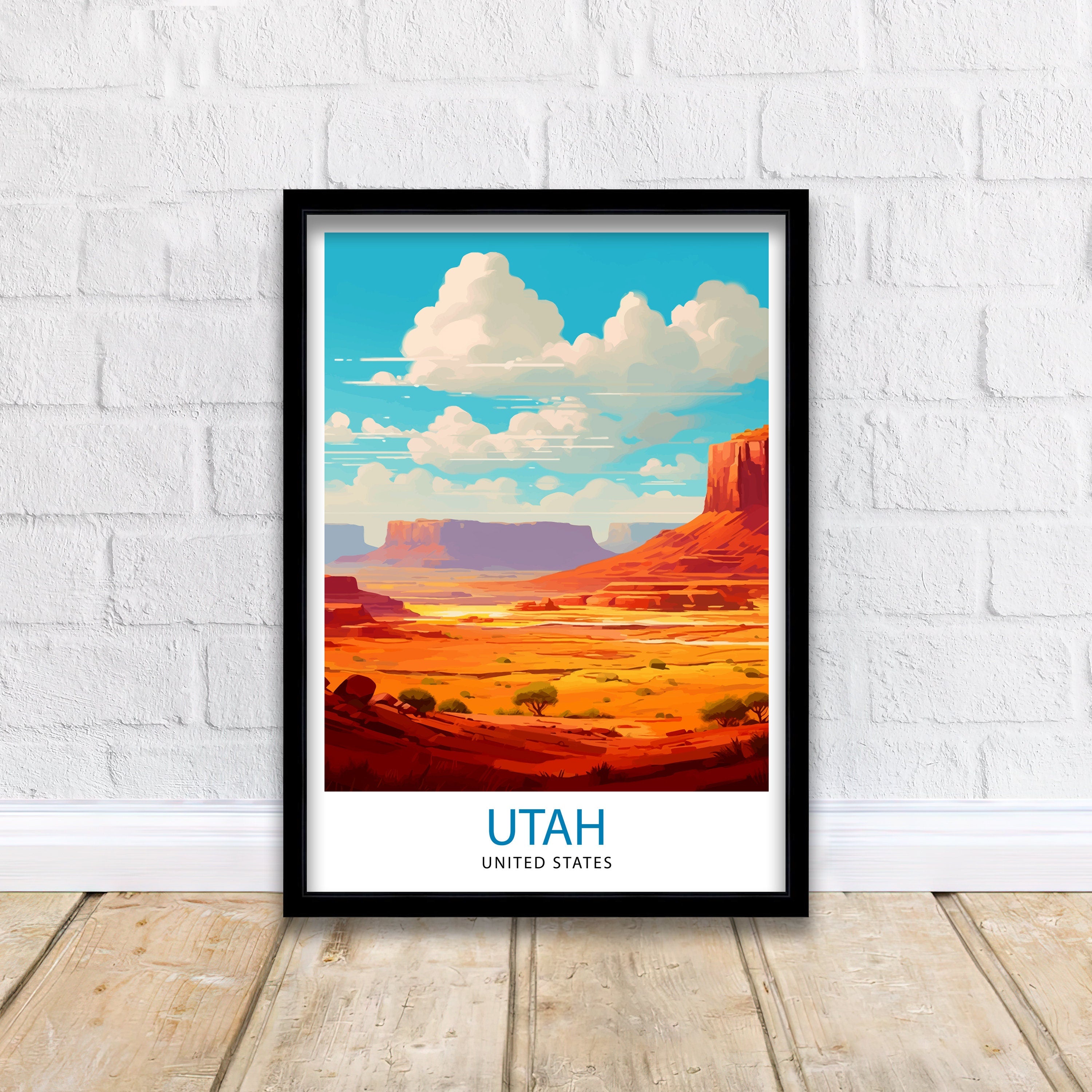Utah National Park Travel Print| Utah Wall Art USA Home Living Decor Utah Illustration Travel Poster Gift For Utah Nature Lover