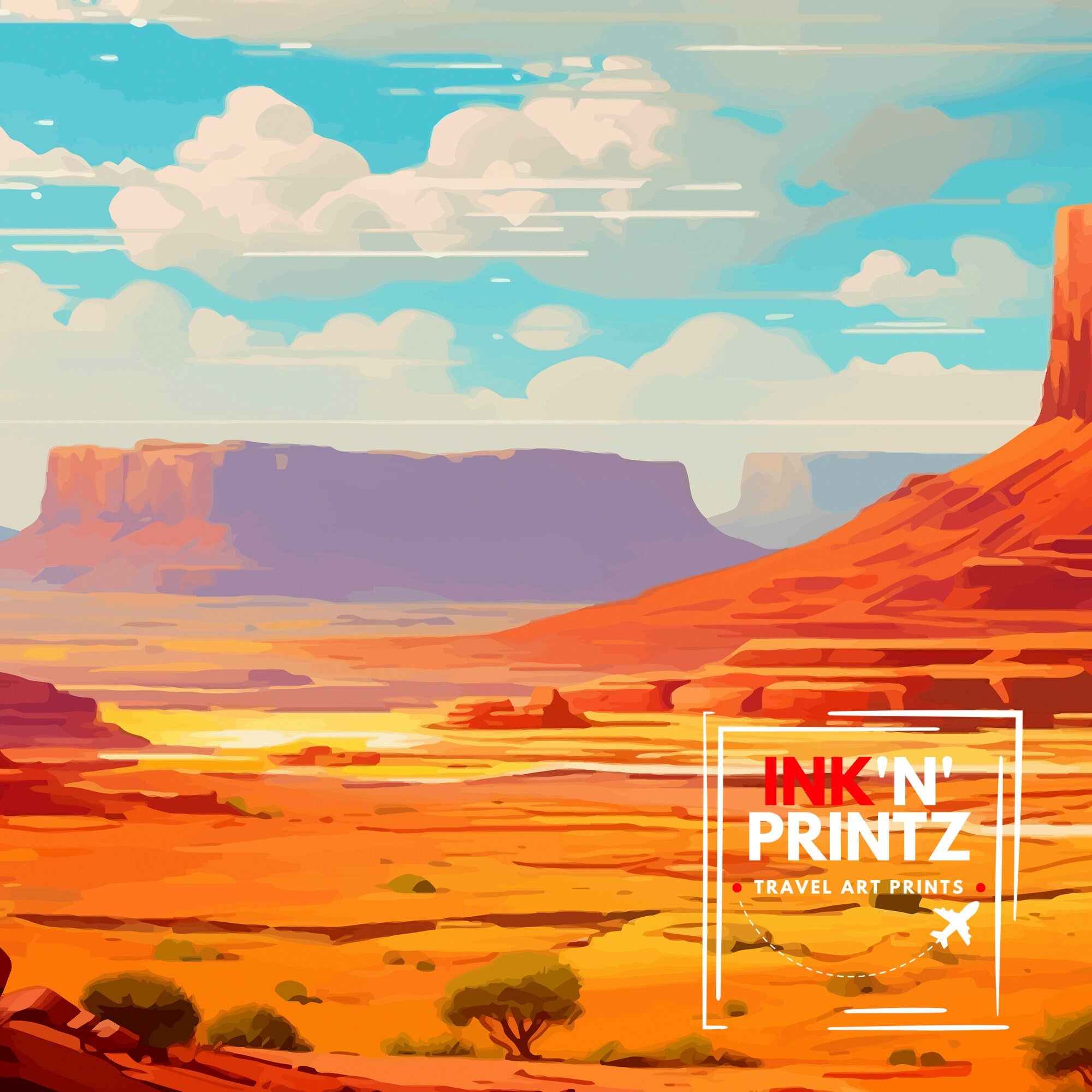 Utah National Park Travel Print| Utah Wall Art USA Home Living Decor Utah Illustration Travel Poster Gift For Utah Nature Lover