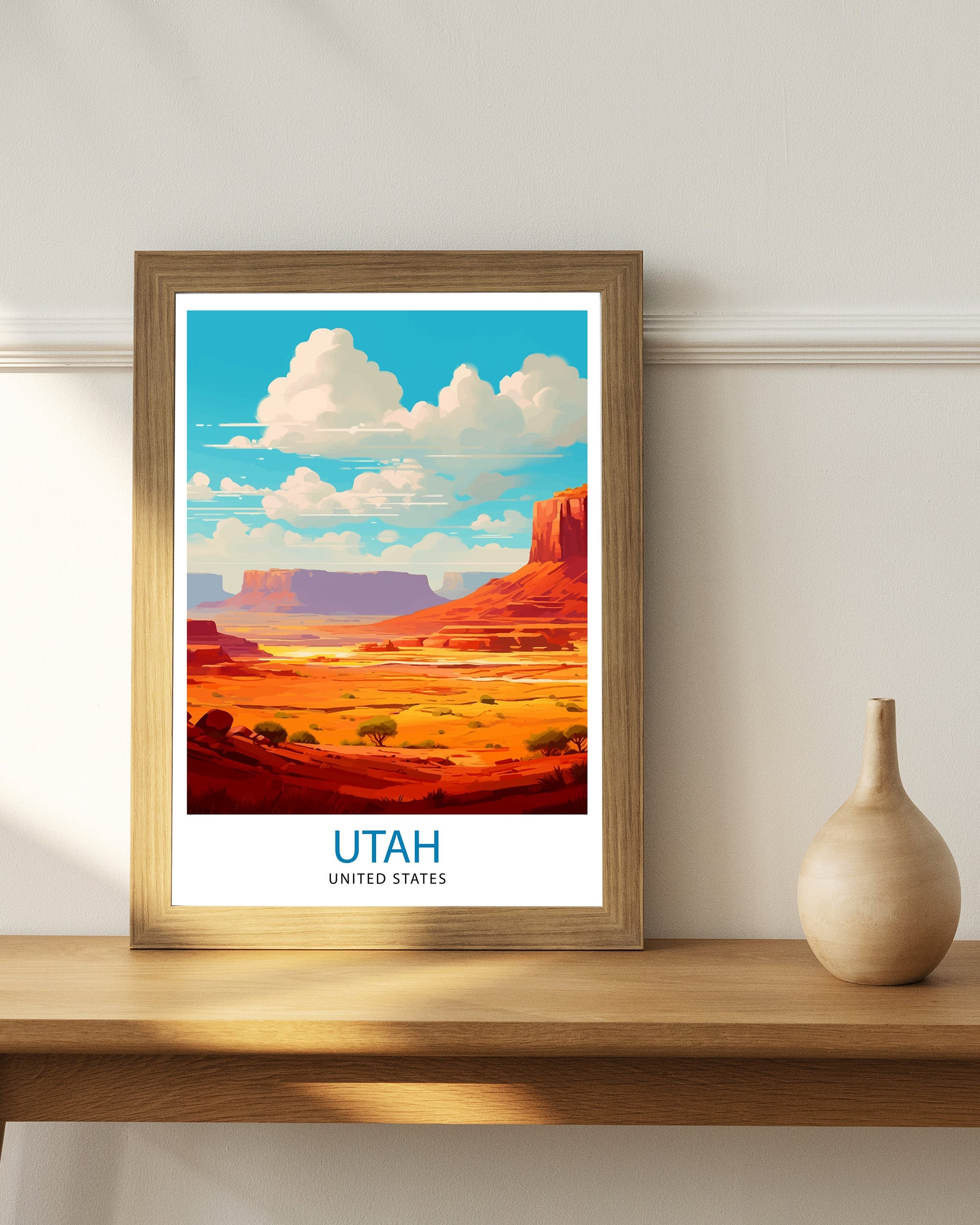 Utah National Park Travel Print| Utah Wall Art USA Home Living Decor Utah Illustration Travel Poster Gift For Utah Nature Lover