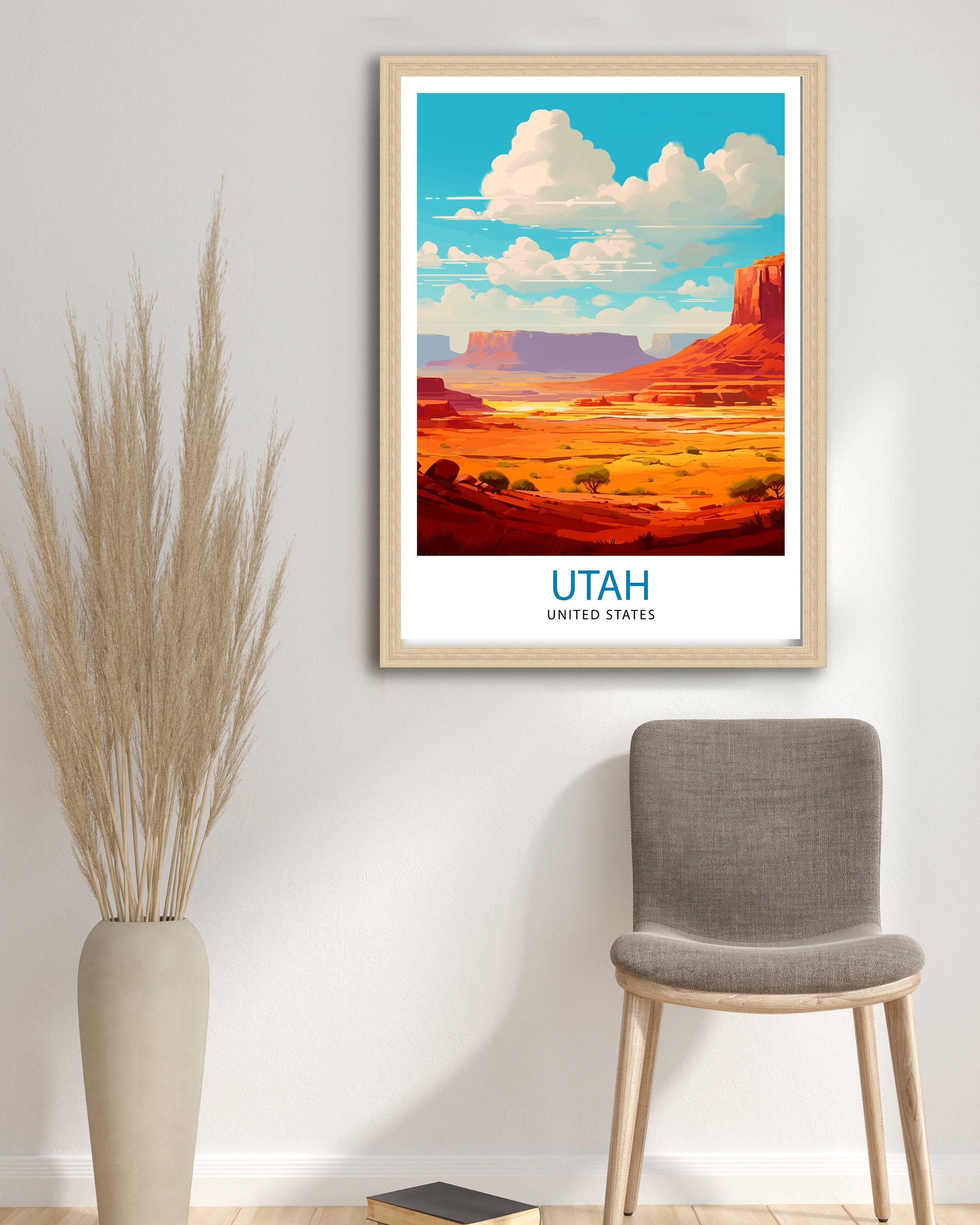 Utah National Park Travel Print| Utah Wall Art USA Home Living Decor Utah Illustration Travel Poster Gift For Utah Nature Lover