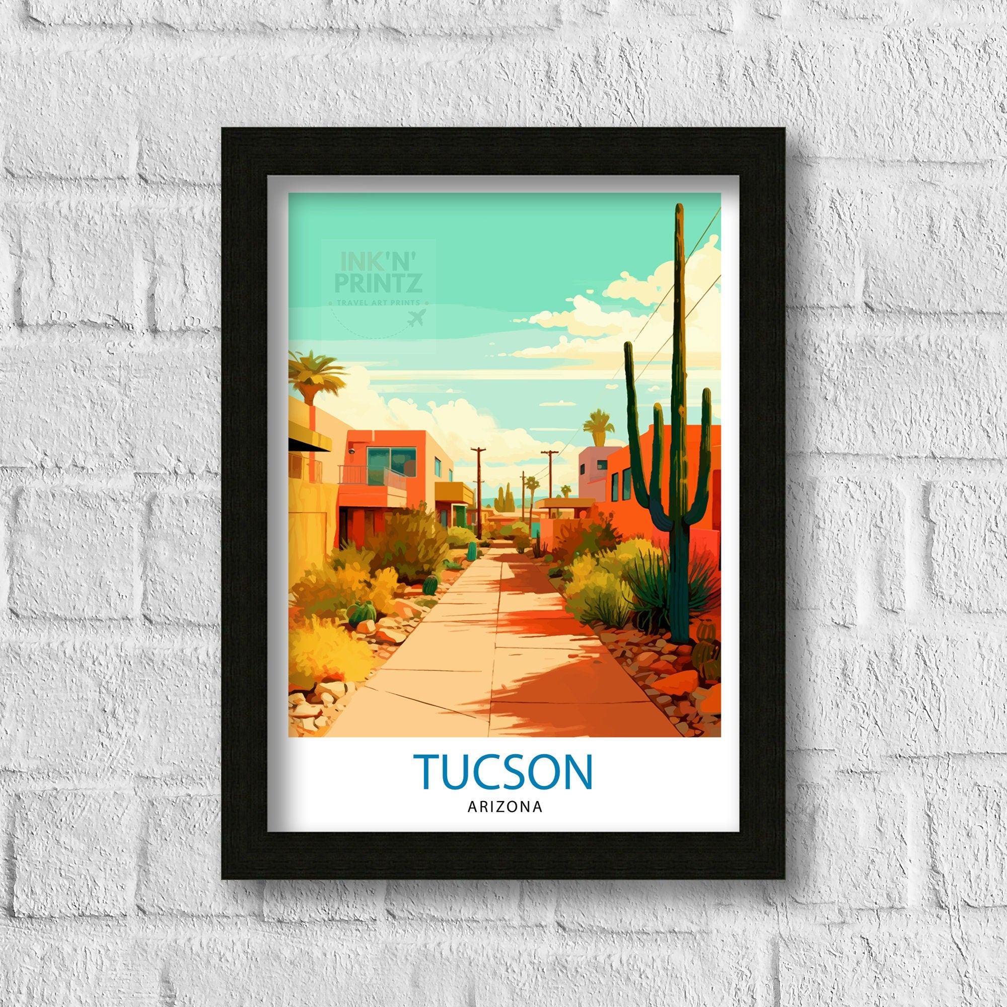 Tucson Arizona Travel Print| Tucson Wall Decor Tucson Poster USA Travel Prints Tucson Art Print Tucson Illustration Tucson Wall Art