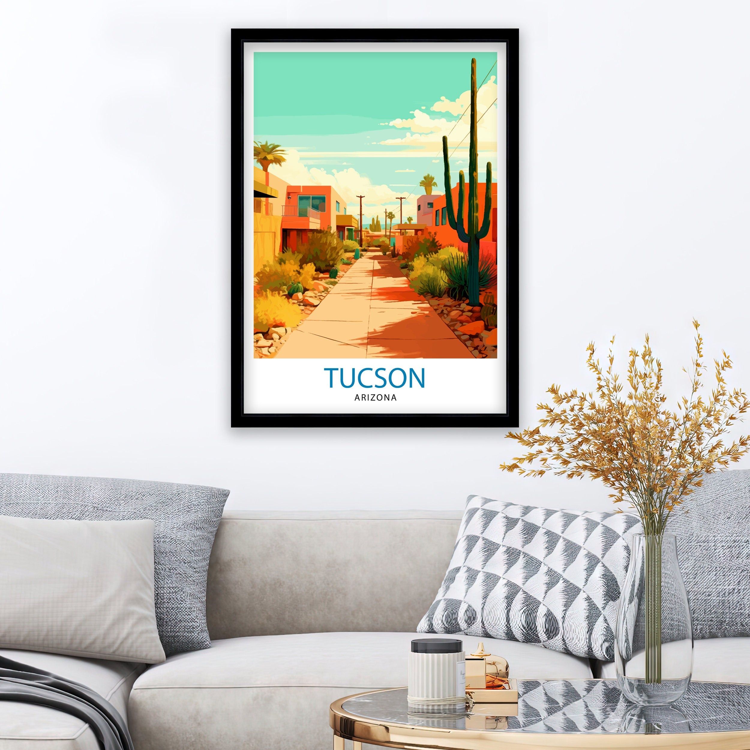 Tucson Arizona Travel Print| Tucson Wall Decor Tucson Poster USA Travel Prints Tucson Art Print Tucson Illustration Tucson Wall Art