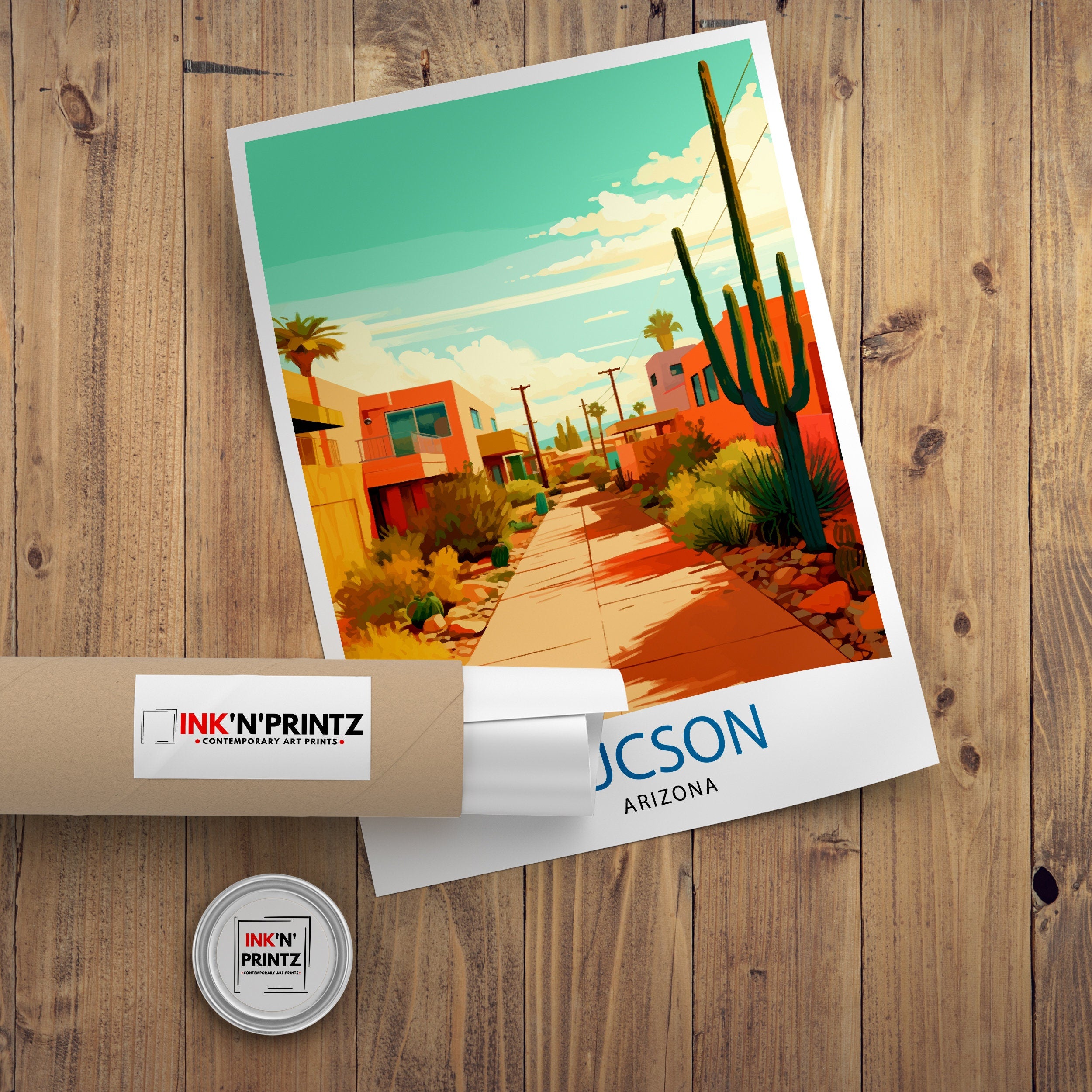 Tucson Arizona Travel Print| Tucson Wall Decor Tucson Poster USA Travel Prints Tucson Art Print Tucson Illustration Tucson Wall Art