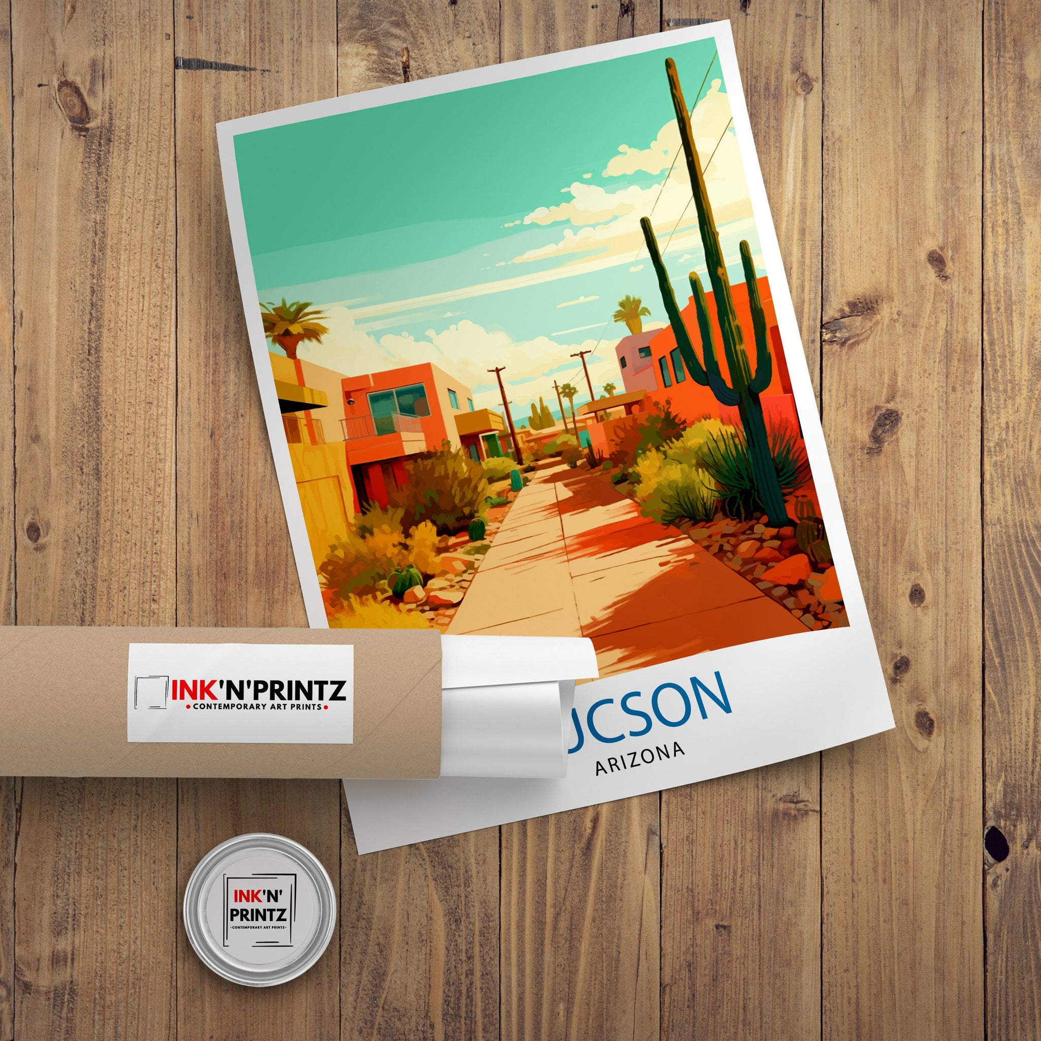 Tucson Arizona Travel Print| Tucson Wall Decor Tucson Poster USA Travel Prints Tucson Art Print Tucson Illustration Tucson Wall Art