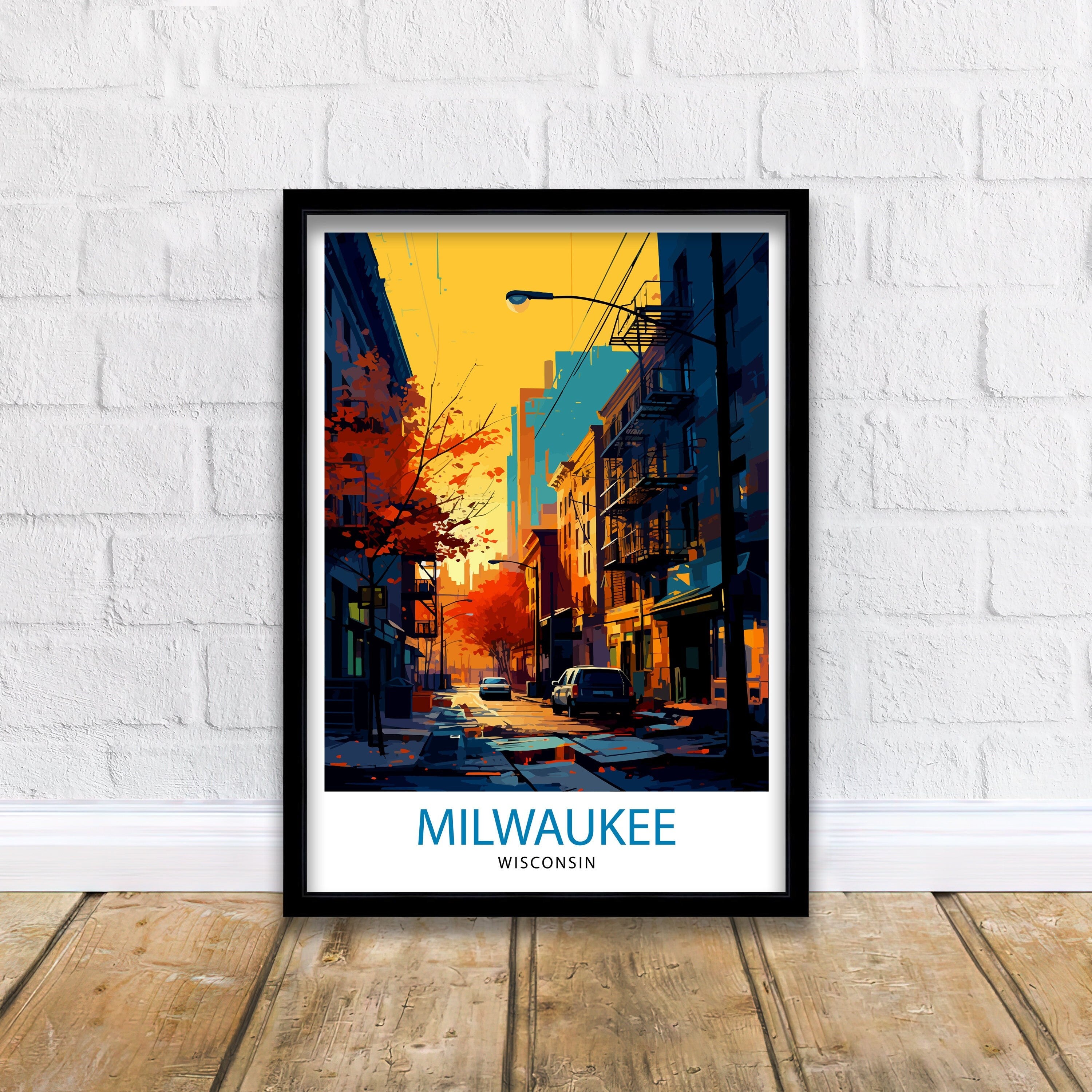 Milwaukee Wisconsin Travel Print| Milwaukee Wall Decor Milwaukee Poster USA Travel Prints Milwaukee Art Print Milwaukee Illustration