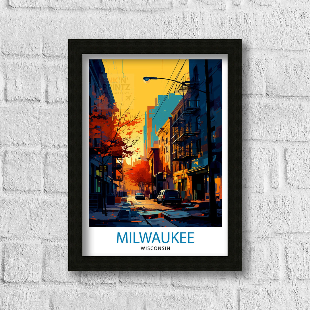 Milwaukee Wisconsin Travel Print| Milwaukee Wall Decor Milwaukee Poster USA Travel Prints Milwaukee Art Print Milwaukee Illustration