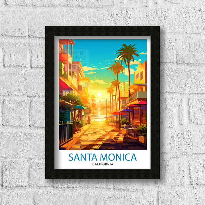 Santa Monica Beach Travel Print California Wall Art Beach Decor Santa Monica Pier Travel Poster Gift for Beach Lovers