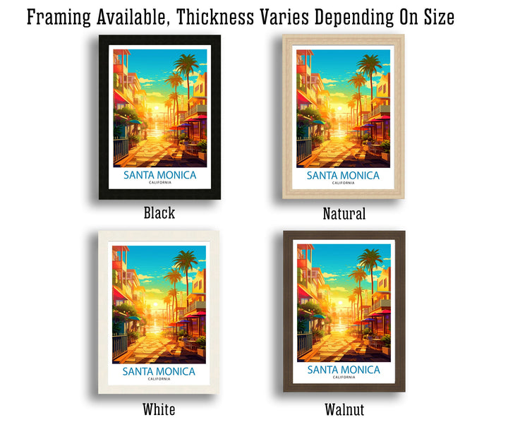 Santa Monica Beach Travel Print California Wall Art Beach Decor Santa Monica Pier Travel Poster Gift for Beach Lovers