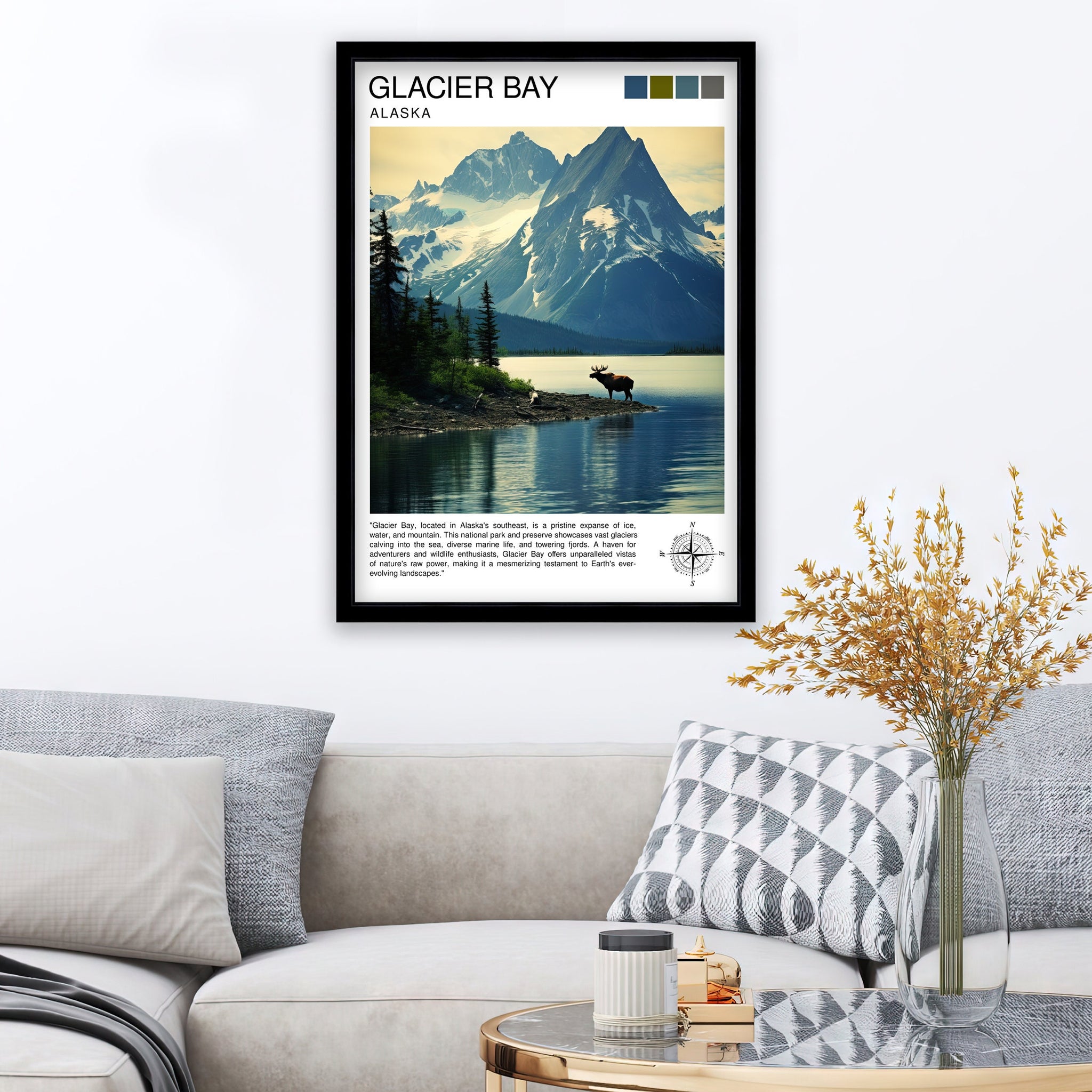 Glacier Bay Alaska Travel Print| Glacier Bay National Park Wall Art Alaska Travel Poster Glacier Bay Art Print Glacier Bay