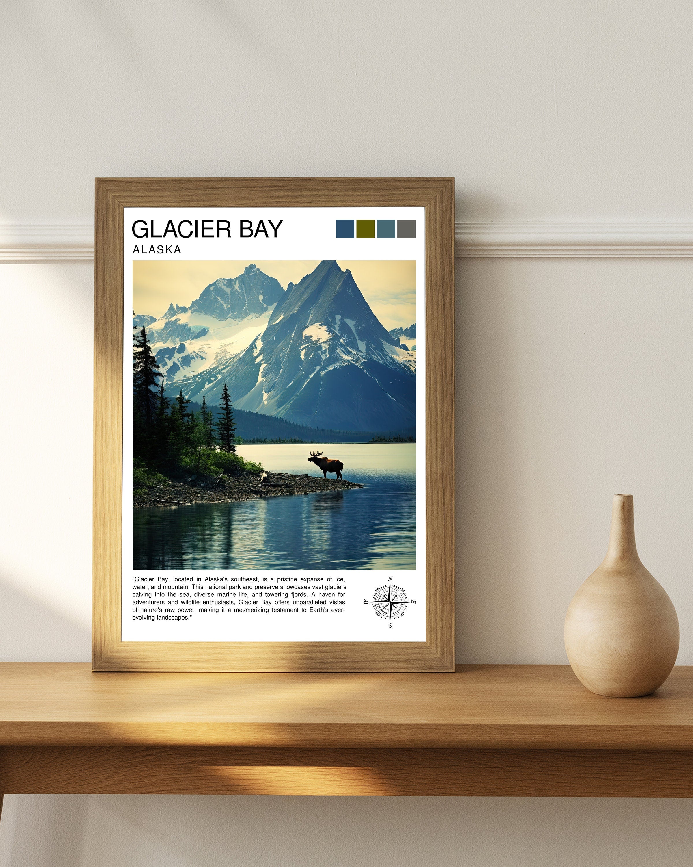Glacier Bay Alaska Travel Print| Glacier Bay National Park Wall Art Alaska Travel Poster Glacier Bay Art Print Glacier Bay