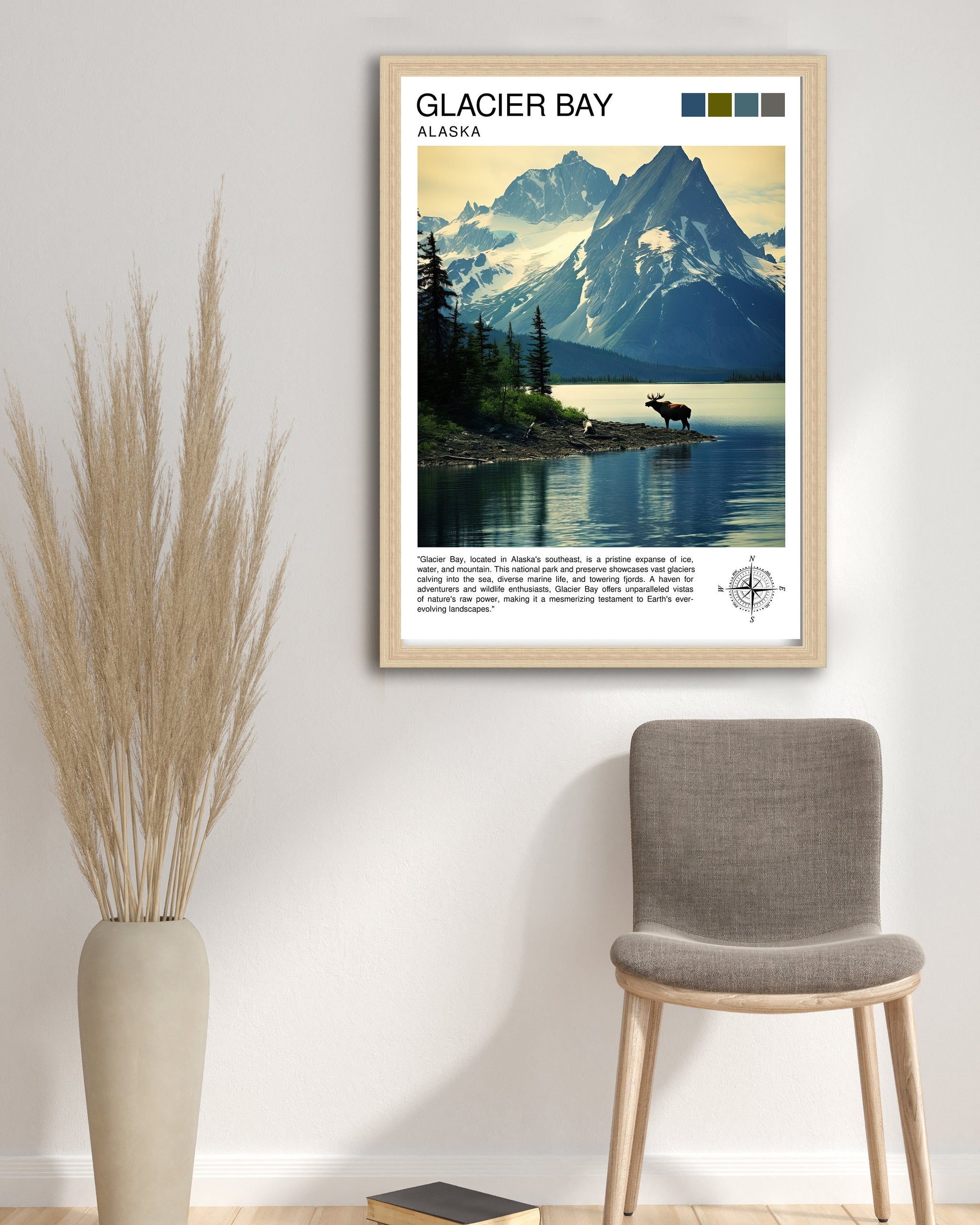 Glacier Bay Alaska Travel Print| Glacier Bay National Park Wall Art Alaska Travel Poster Glacier Bay Art Print Glacier Bay