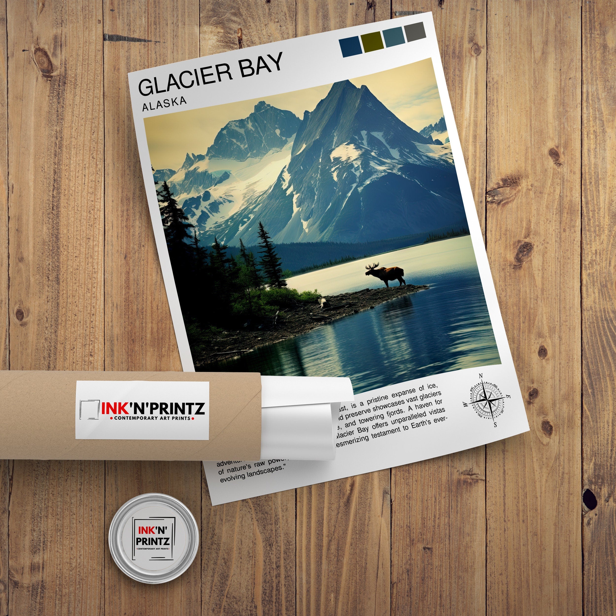 Glacier Bay Alaska Travel Print| Glacier Bay National Park Wall Art Alaska Travel Poster Glacier Bay Art Print Glacier Bay