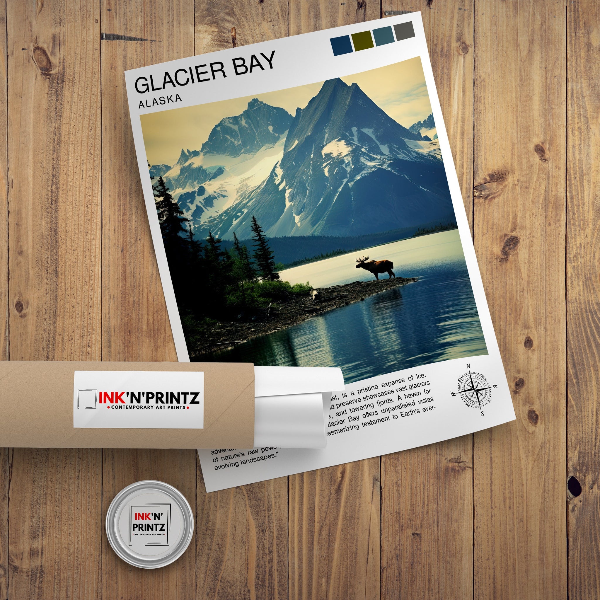 Glacier Bay Alaska Travel Print| Glacier Bay National Park Wall Art Alaska Travel Poster Glacier Bay Art Print Glacier Bay