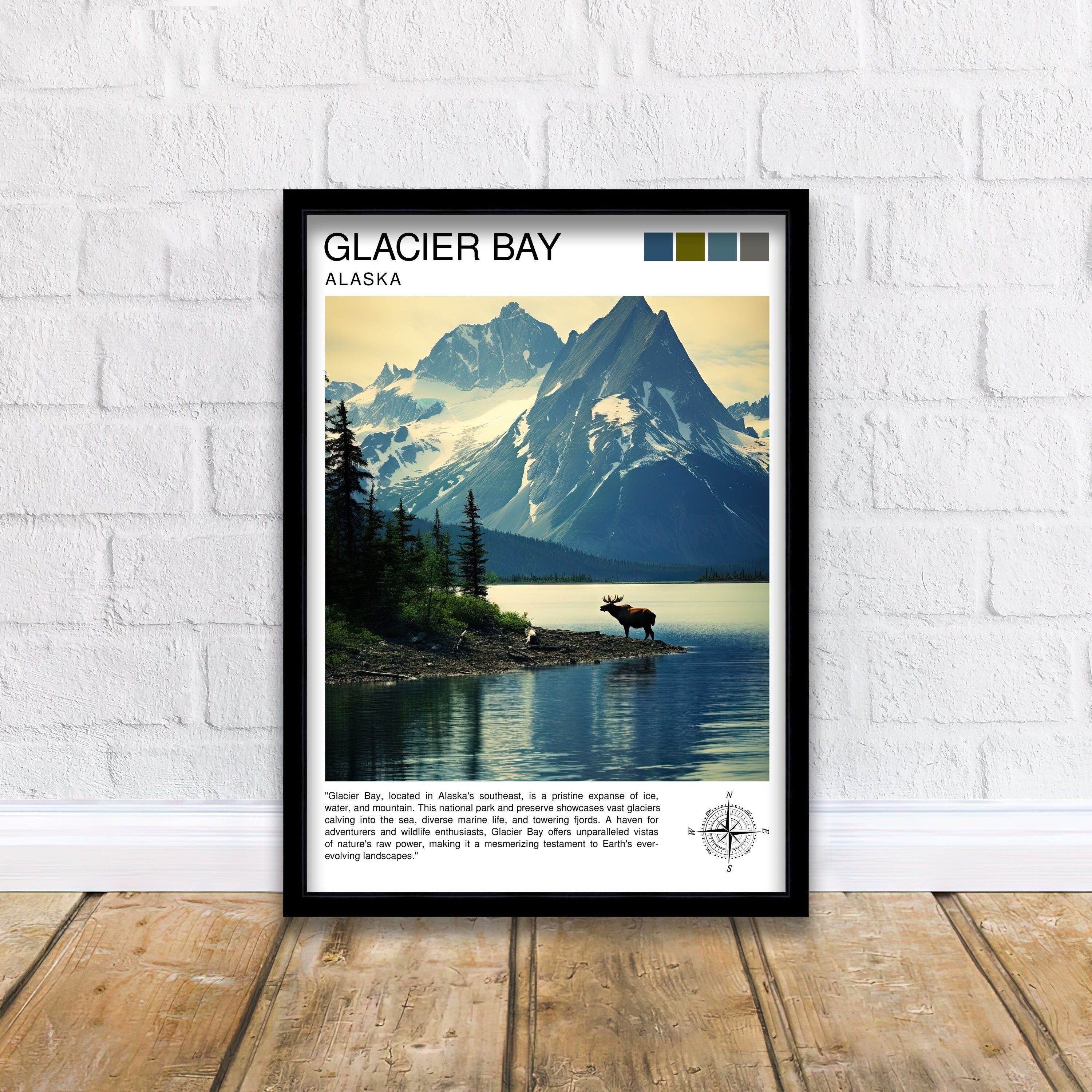 Glacier Bay Alaska Travel Print| Glacier Bay National Park Wall Art Alaska Travel Poster Glacier Bay Art Print Glacier Bay