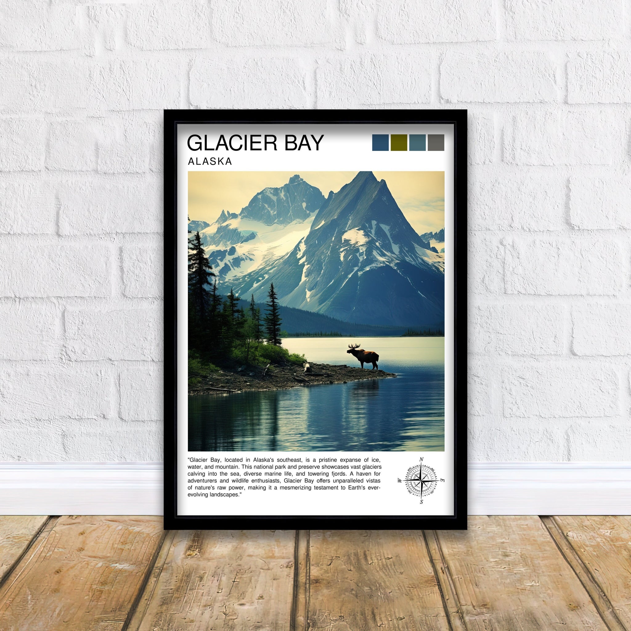 Glacier Bay Alaska Travel Print| Glacier Bay National Park Wall Art Alaska Travel Poster Glacier Bay Art Print Glacier Bay