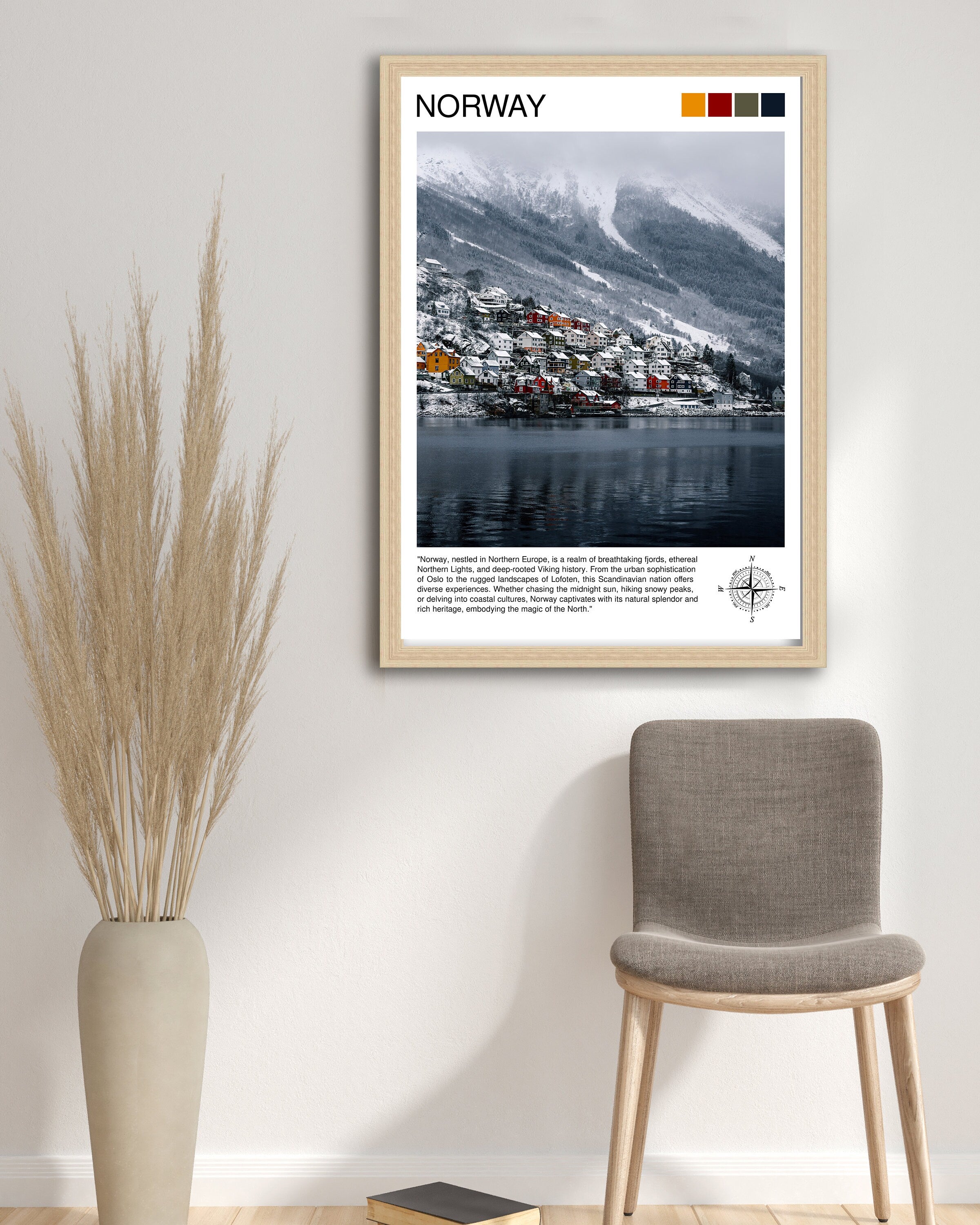 Norway Travel Print Norway Wall Decor Norway Poster Scandinavia Travel Prints Norway Art Print Norway Illustration Norway Wall Art